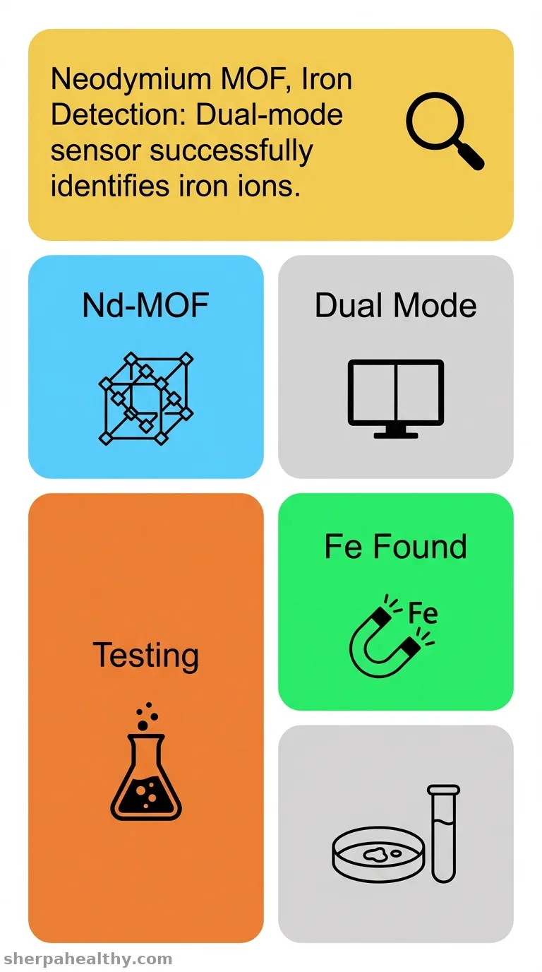 Novel neodymium-based porphyrin metal-organic frameworks for dual-mode detection of iron ions.