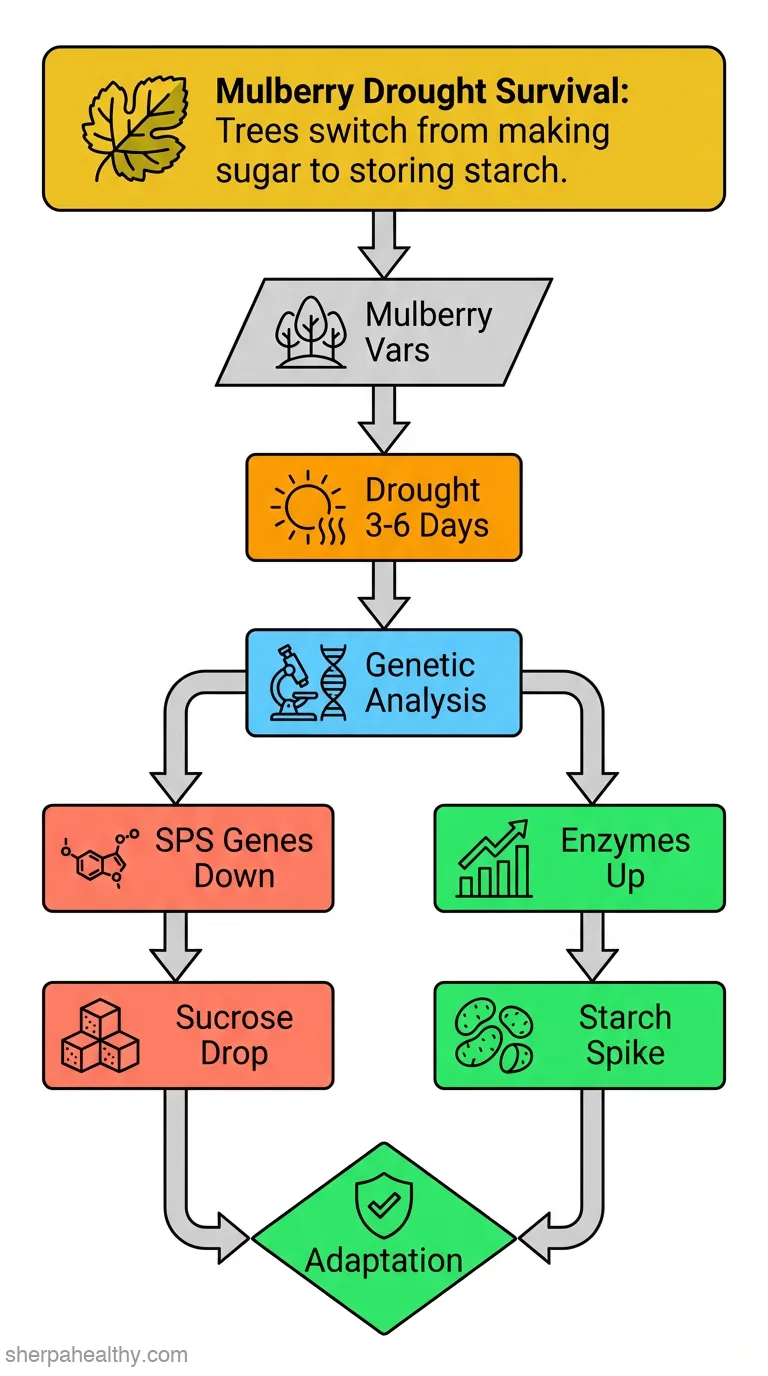Transcriptome sequencing and metabolome analysis to reveal renewal evidence for drought adaptation in mulberry.