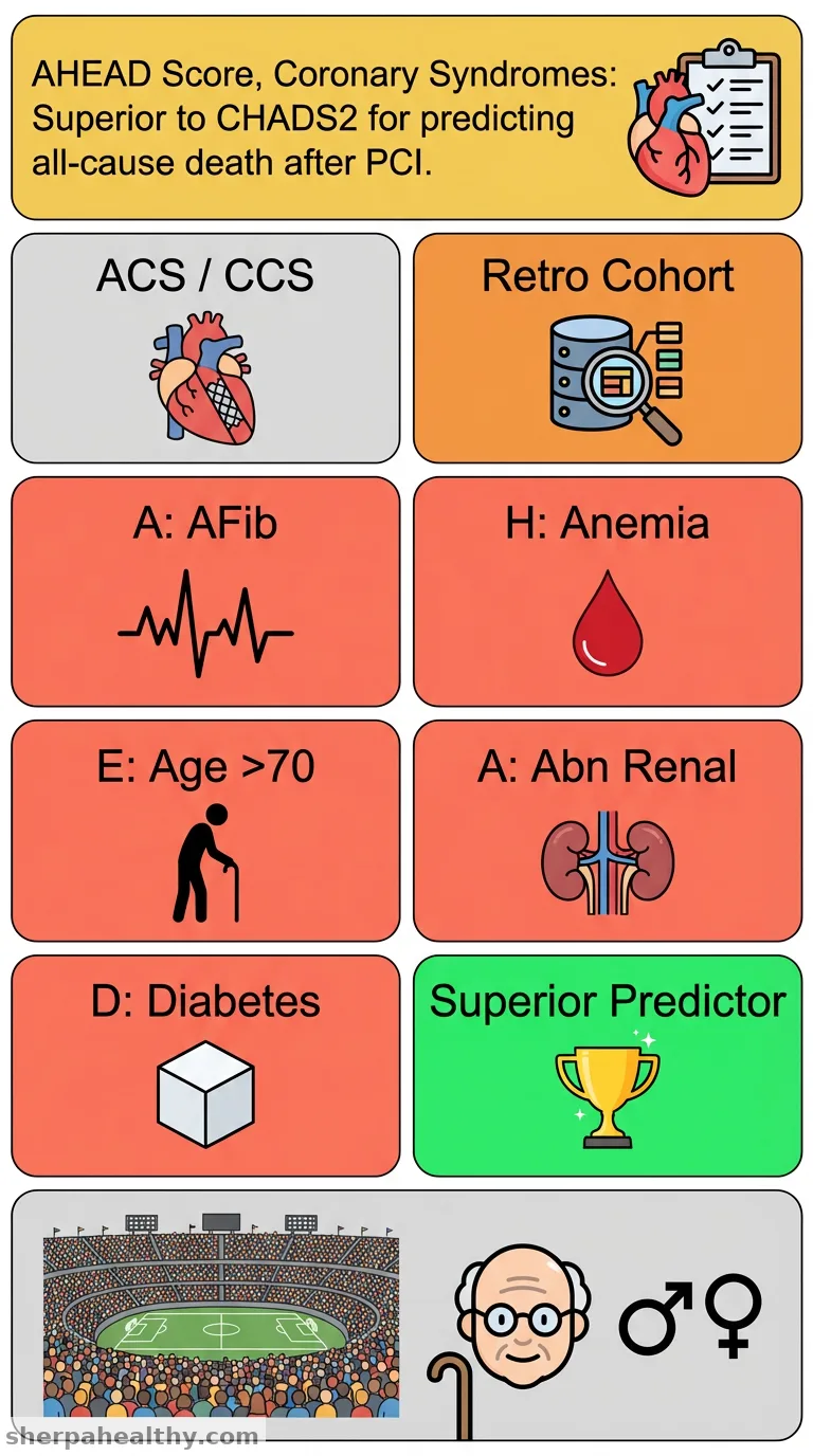 Usefulness of the AHEAD score for prediction of all-cause death in patients with acute and chronic coronary syndromes.