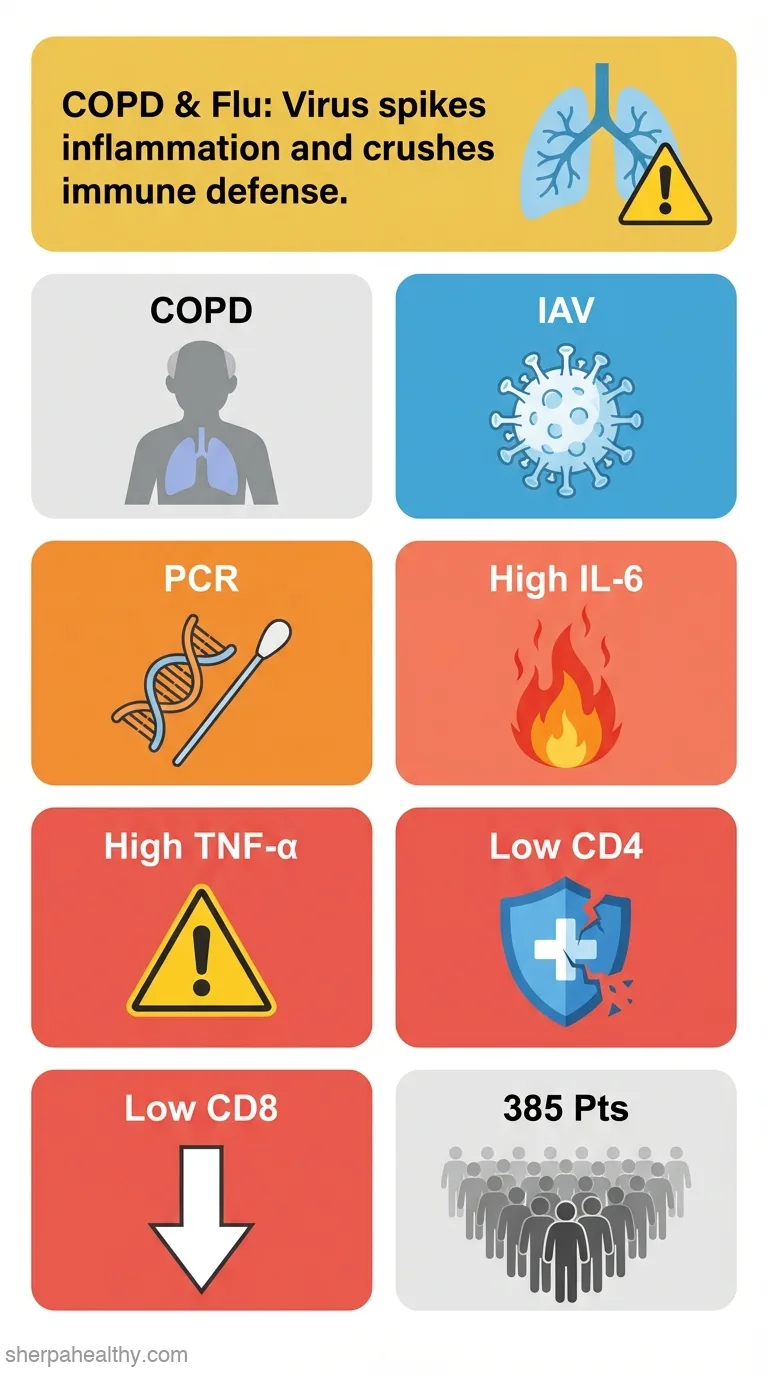 Relationship of influenza virus to inflammatory factors and immune function in elderly patients with COPD: A retrospective analysis.
