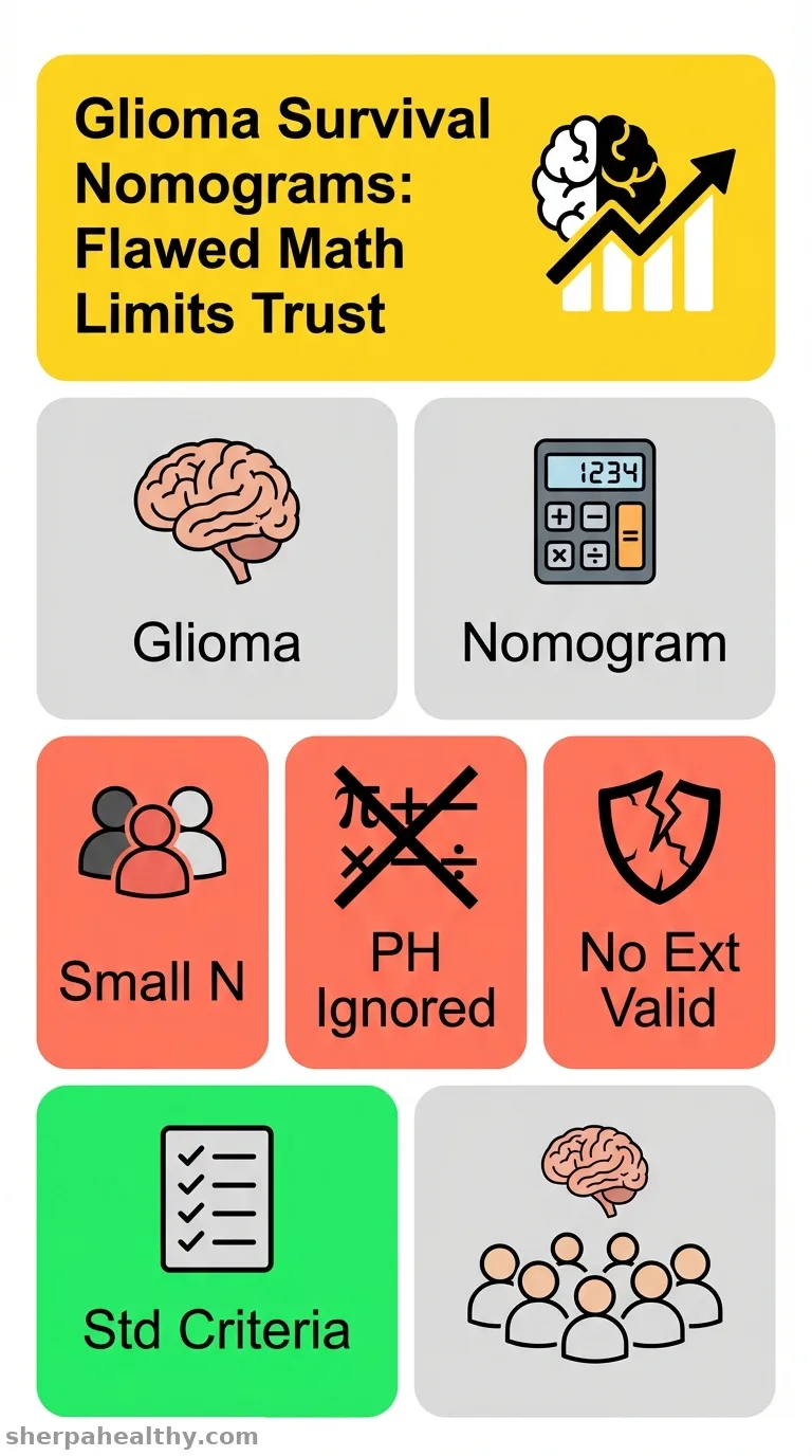 Limitations of nomogram models in predicting survival outcomes for glioma patients.