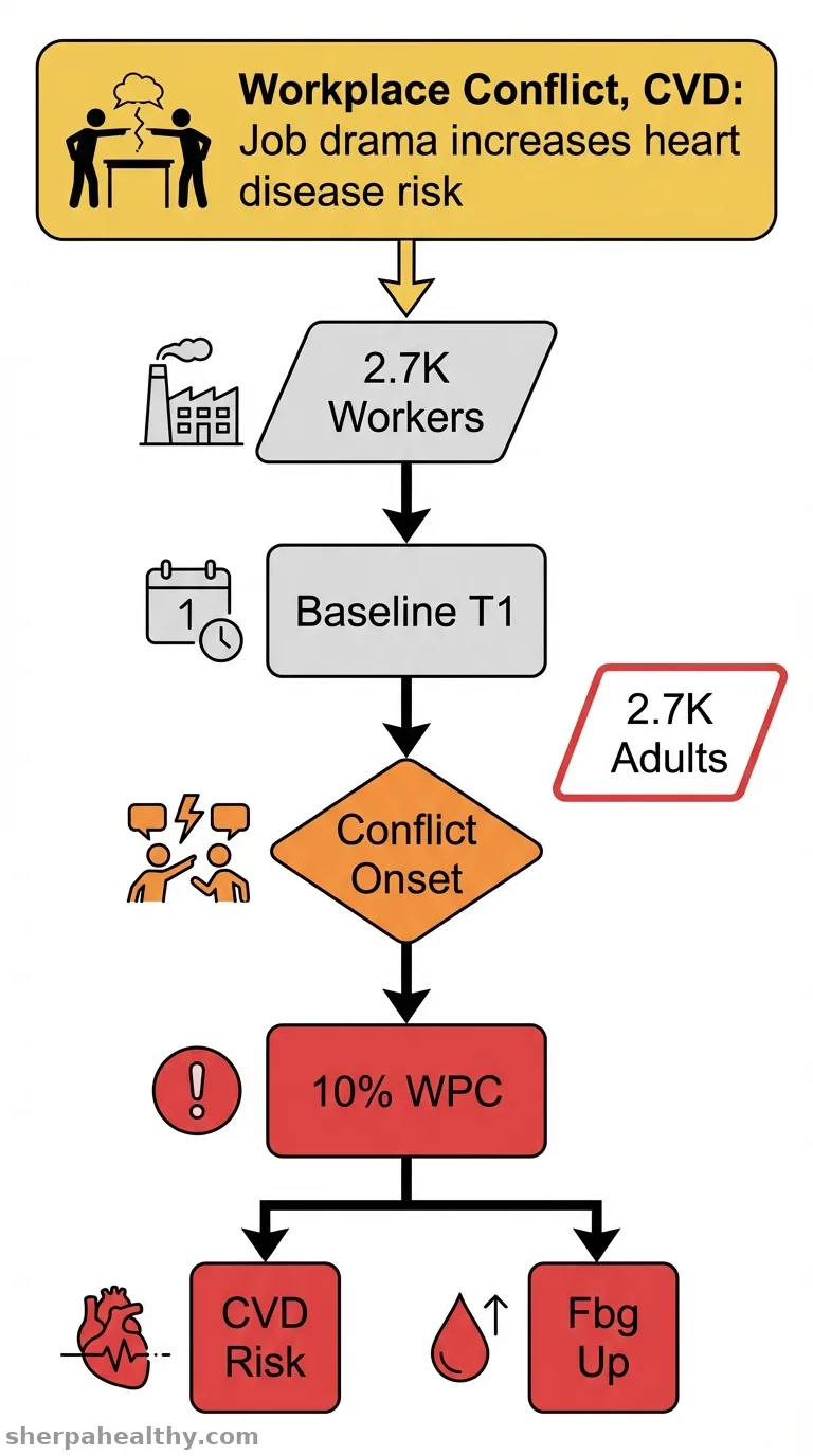 Onset of workplace conflict, incident cardiovascular disease and changes in biomarkers.