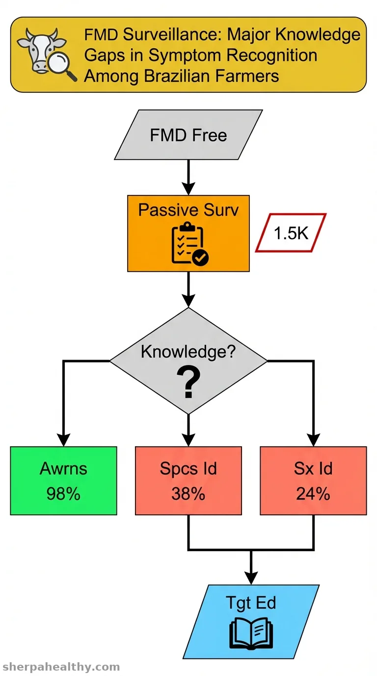 Assessment of knowledge on foot and mouth disease in free zones where vaccination is not practiced in Brazil.