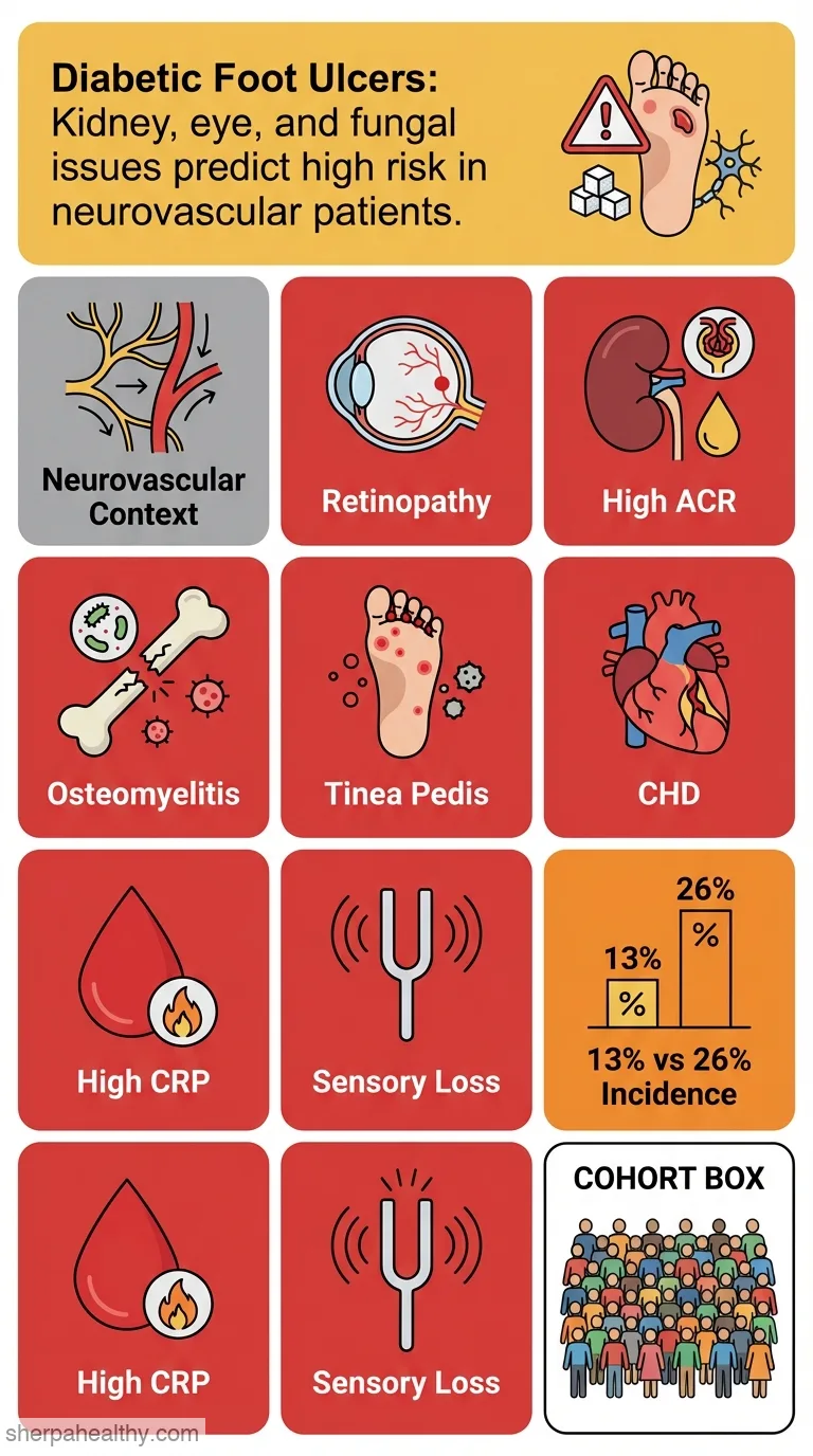 Analysis of risk factors for foot ulcers in diabetes patients with neurovascular complications.