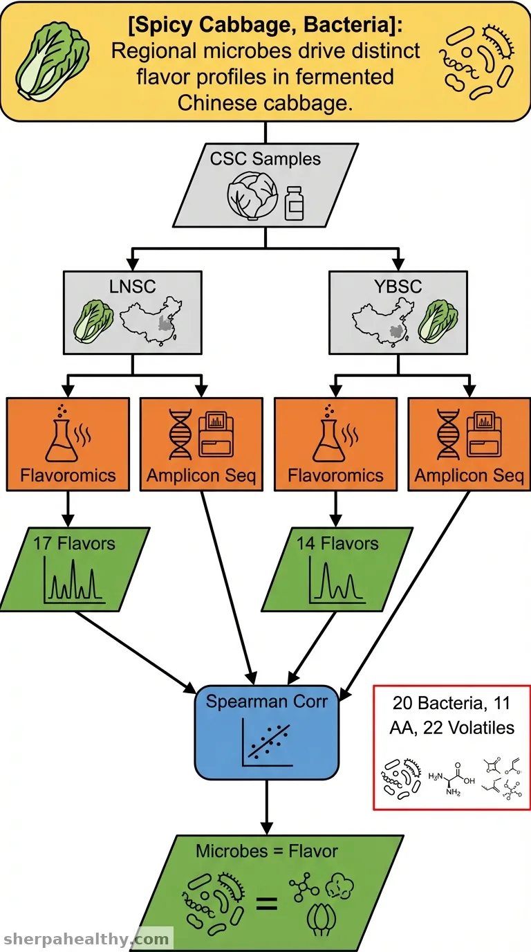 Analysis of the quality and bacterial composition of spicy cabbage between Liaoning and Yanbian in northeastern China based on flavoromics and amplicon sequencing.