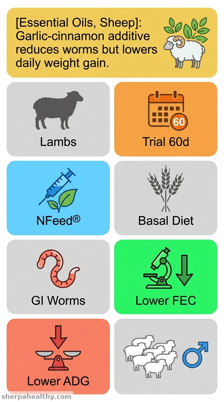 Nitrogen additive with extruded urea with essential oils to control gastrointestinal worms in lambs.