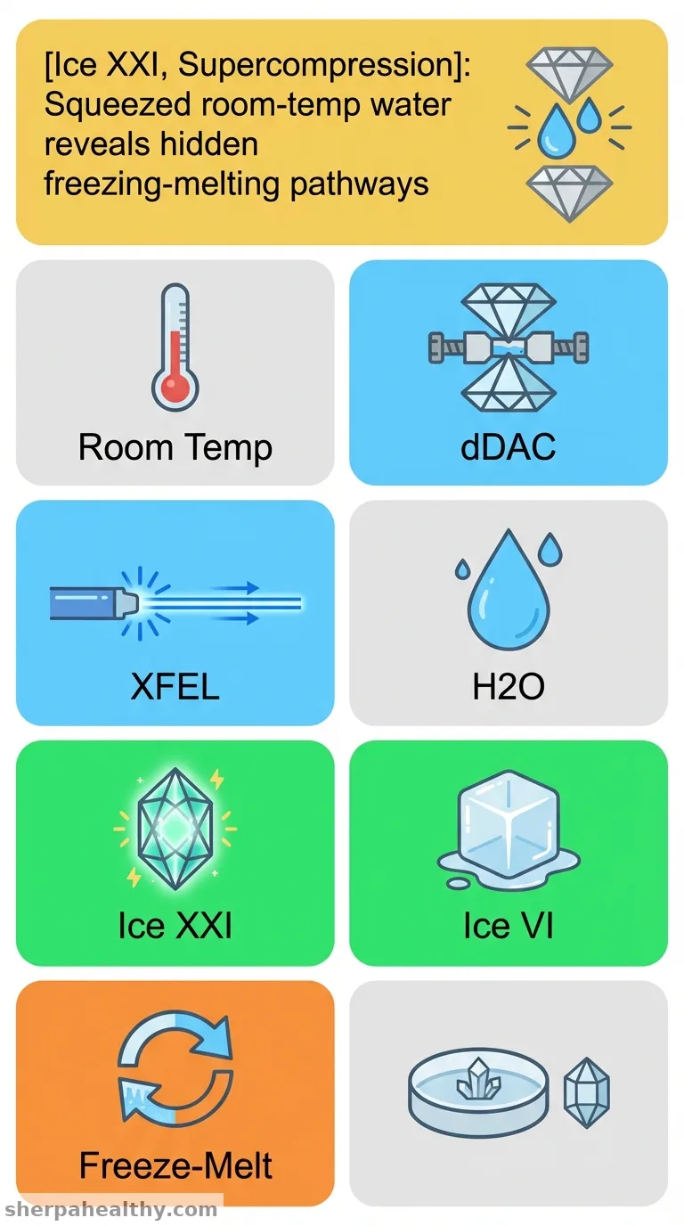 Multiple freezing-melting pathways of high-density ice through ice XXI phase at room temperature.