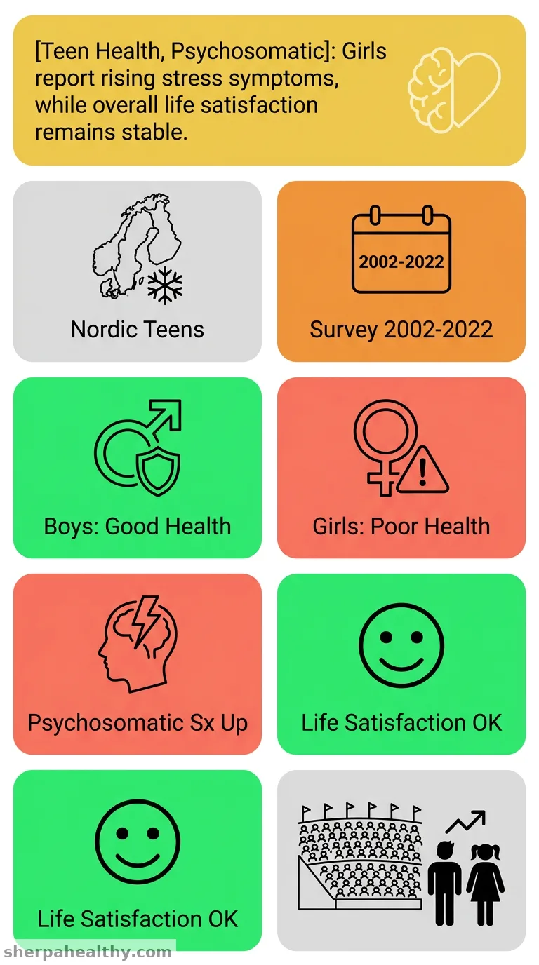 Time trends in cluster profiles of psychosomatic problems, self-rated poor health, and low life satisfaction from 2002 to 2022 among adolescents in five Nordic countries.