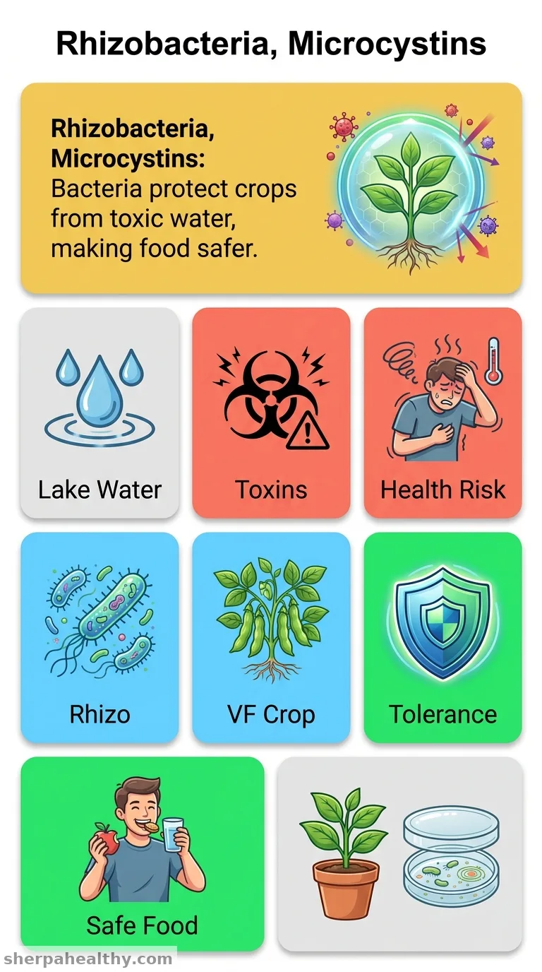 Selected rhizobacteria strains improved the tolerance of Vicia faba plants to microcystins contaminated irrigation water and reduced human health risk.