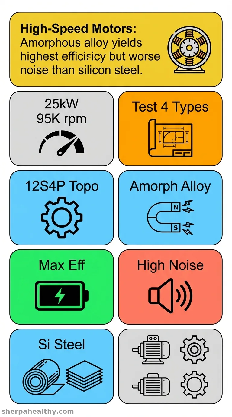 Study on the influence of topological structures and soft magnetic materials on the performance of high-speed motors.