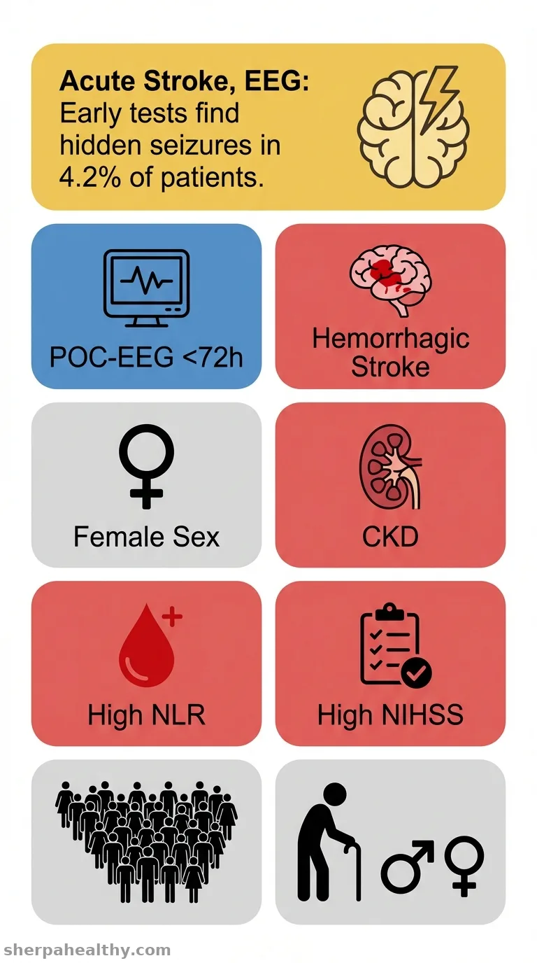 Early point-of-care EEG in acute stroke: Prevalence and predictive factors of early post-stroke status epilepticus (e-PSSE).