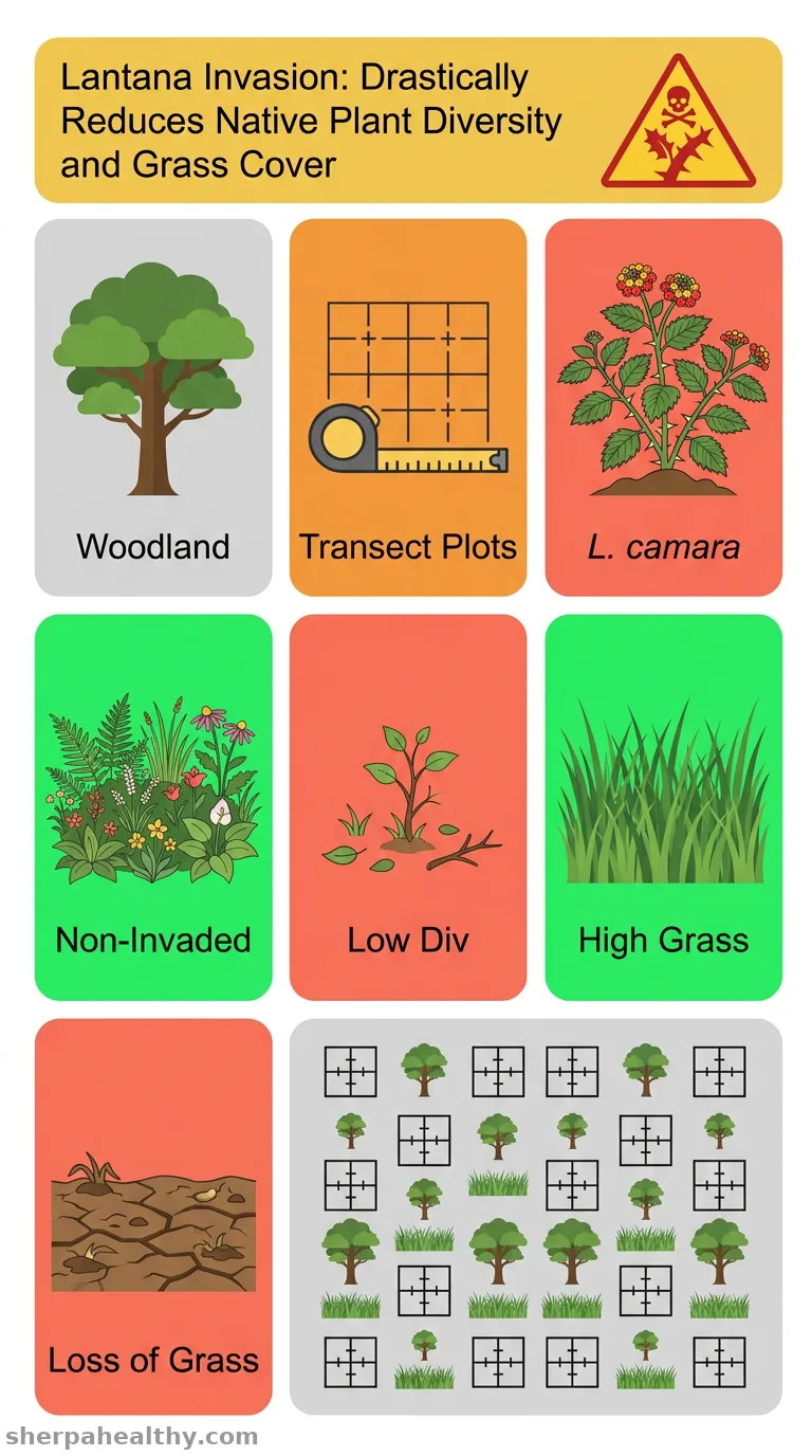 Species diversity and grass cover change following the invasion of Lantana camara in a woodland ecosystem.