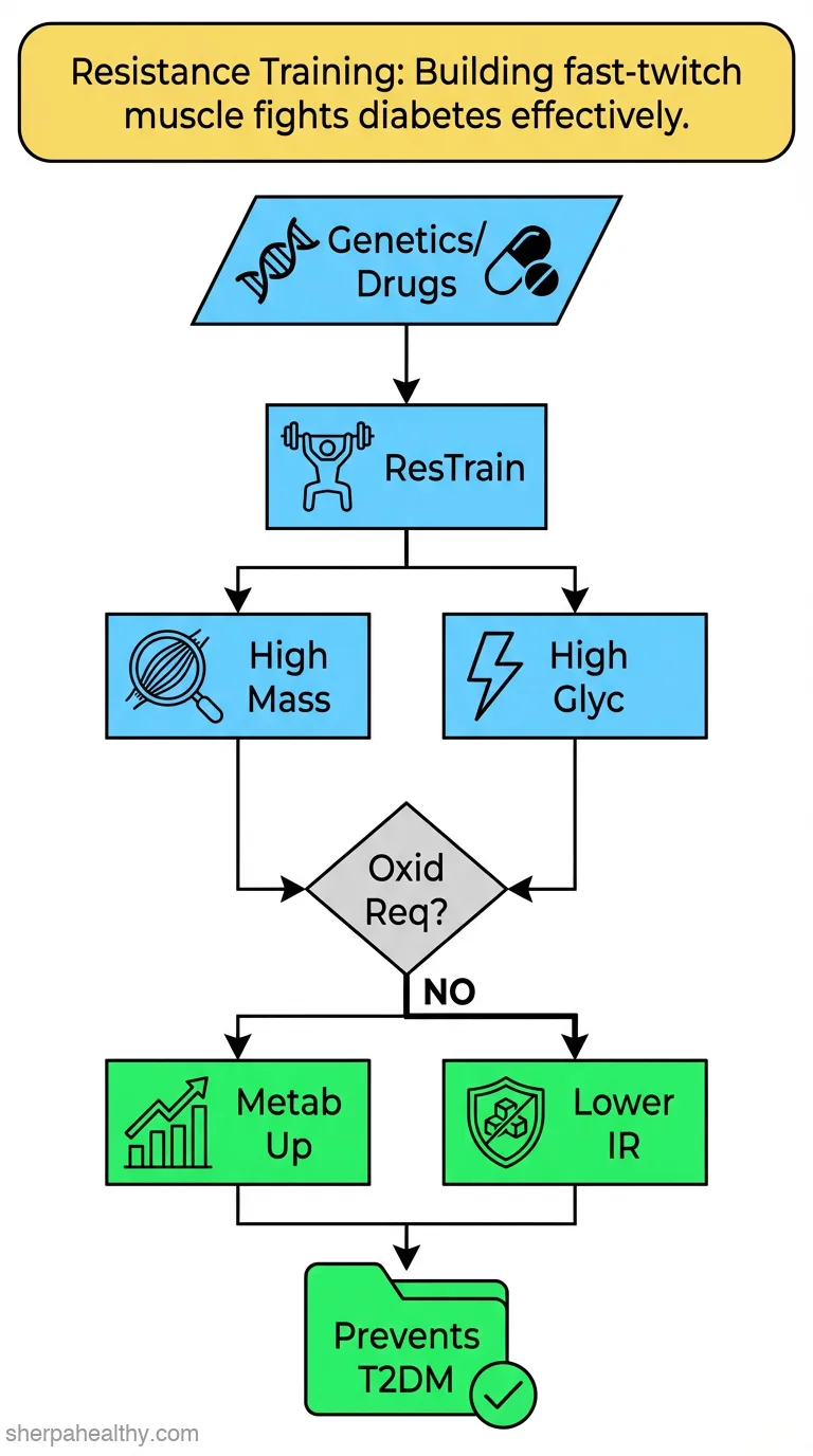 Metabolic benefits of resistance training and fast glycolytic skeletal muscle.