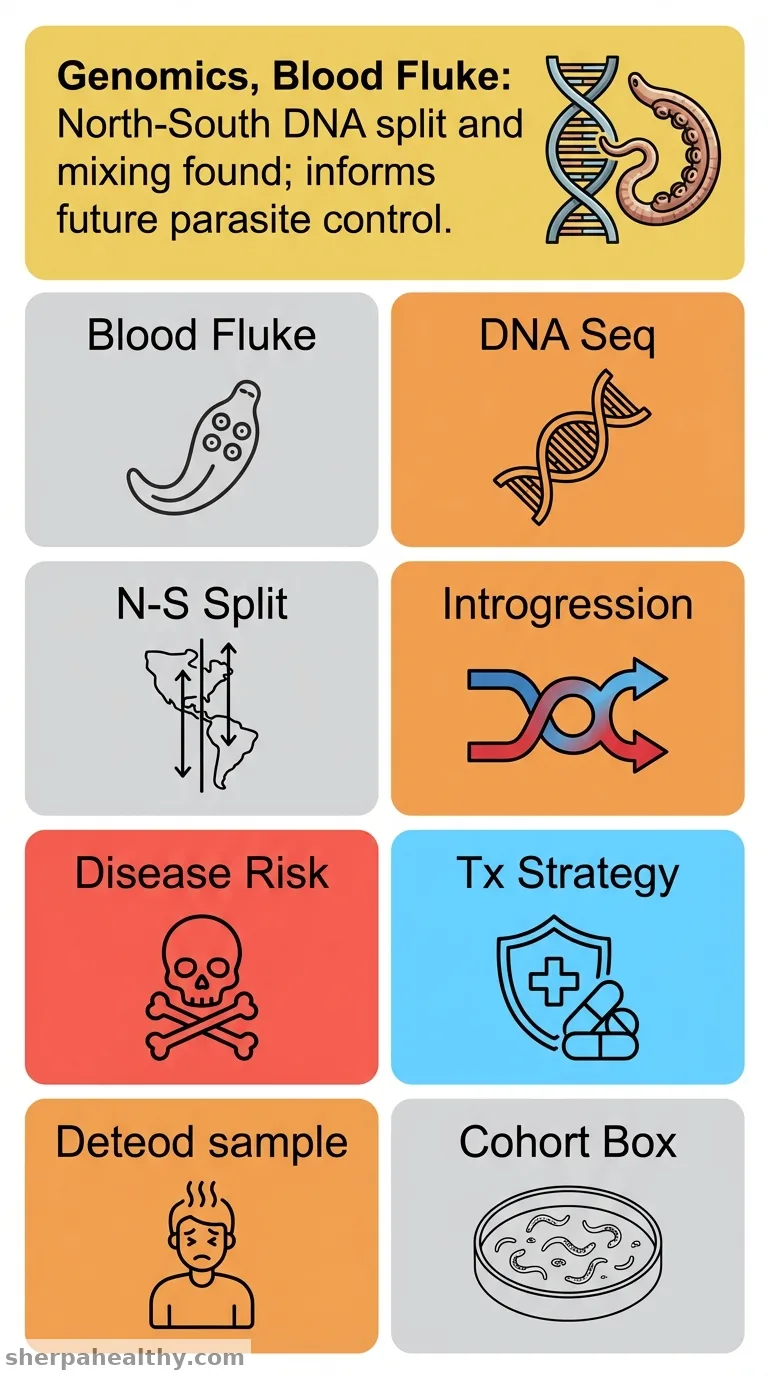 Genomic data reveal a north-south split and introgression history of blood fluke (