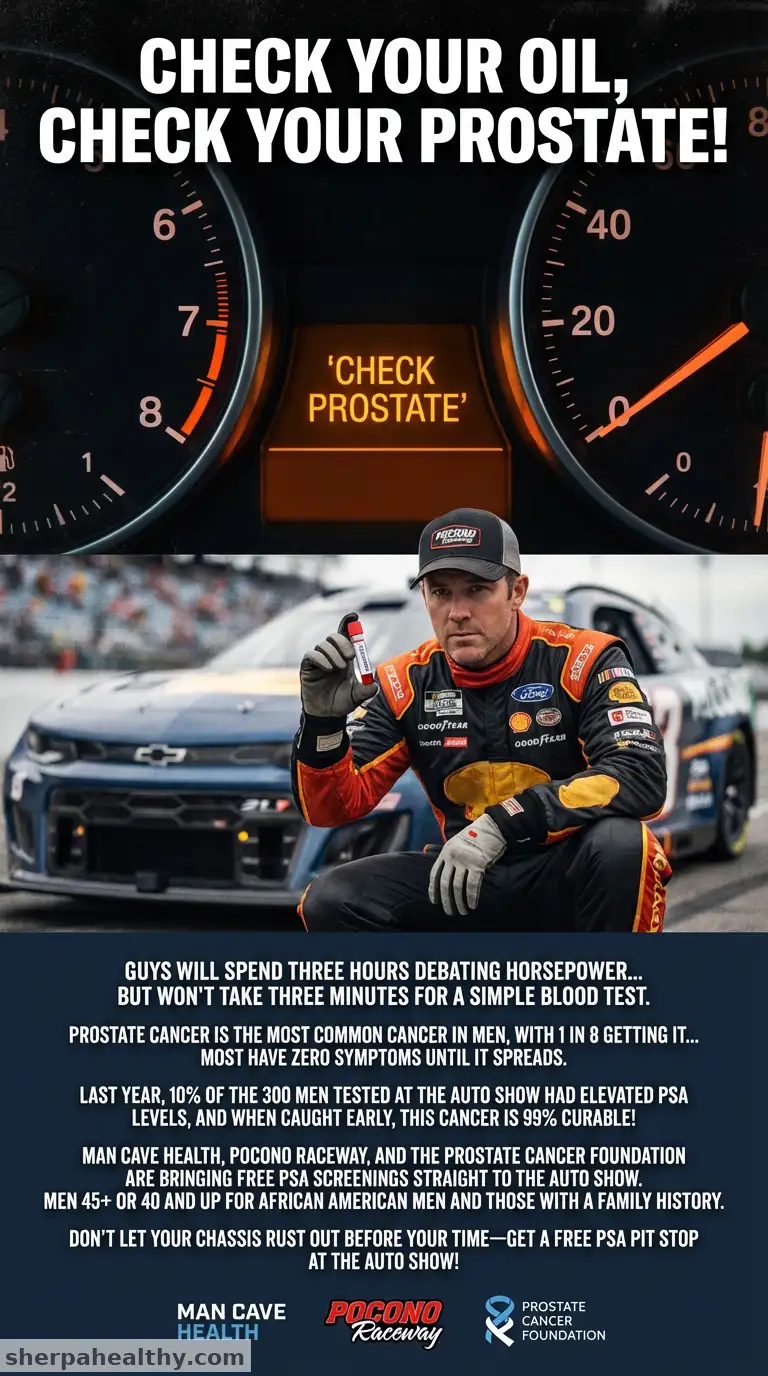 Man Cave Health Returns with No Cost PSA Screening to Lehigh Valley Auto Show with Partners Pocono Raceway and the Prostate Cancer Foundation