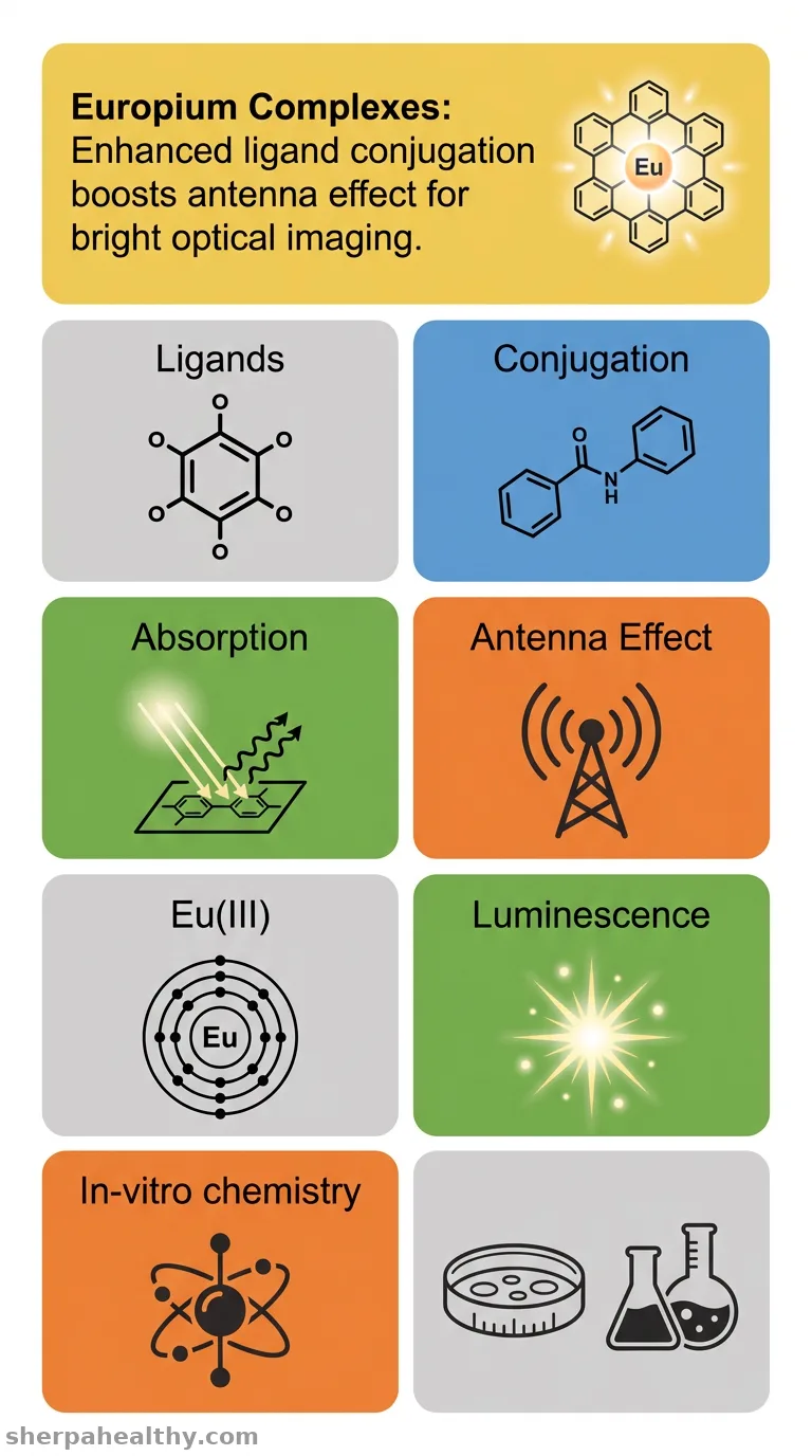 Improving the conjugation of organic ligands enhances the antenna effect and promotes the luminescence and optical imaging of chiral mononuclear Eu(iii) complexes.