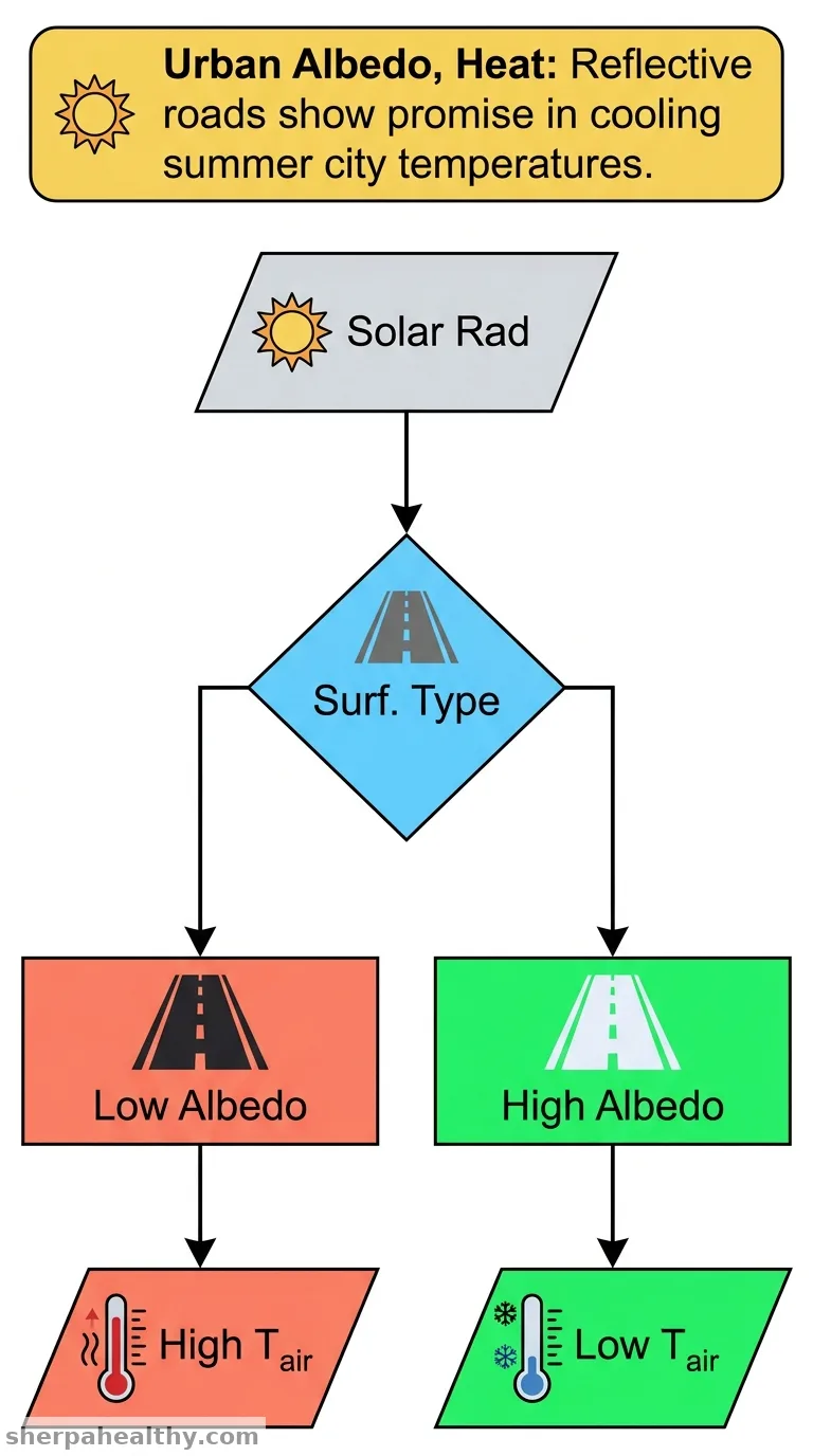 The impact of increasing urban surface albedo on outdoor air and surface temperatures during summer in newly developed areas.