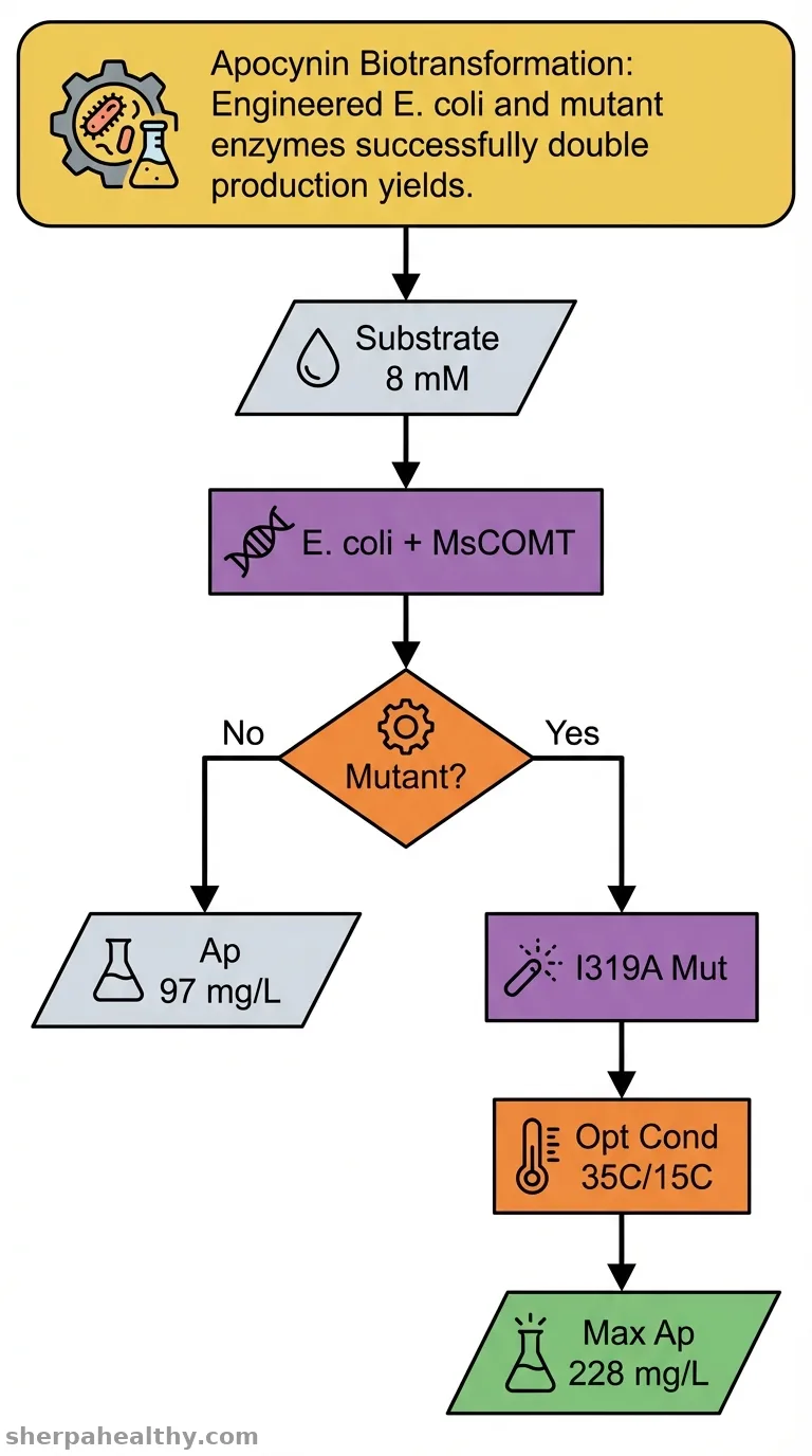 Developing a highly efficient whole-cell biotransformation of 3,4-dihydroxyacetophenone into Apocynin by engineered Escherichia coli expressing caffeic acid O-methyltransferase.