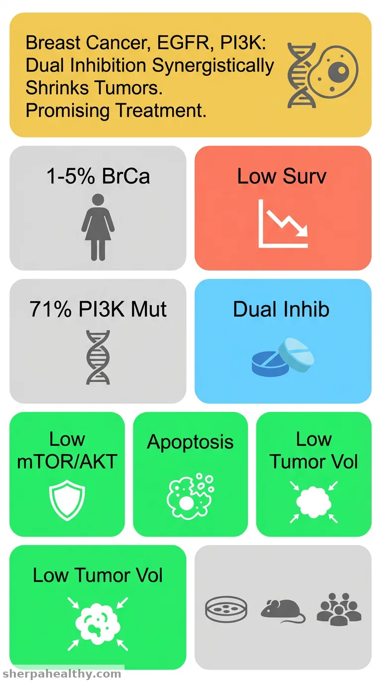 EGFR amplification and PI3K pathway mutations identify a subset of breast cancers that synergistically respond to EGFR and PI3K inhibition.