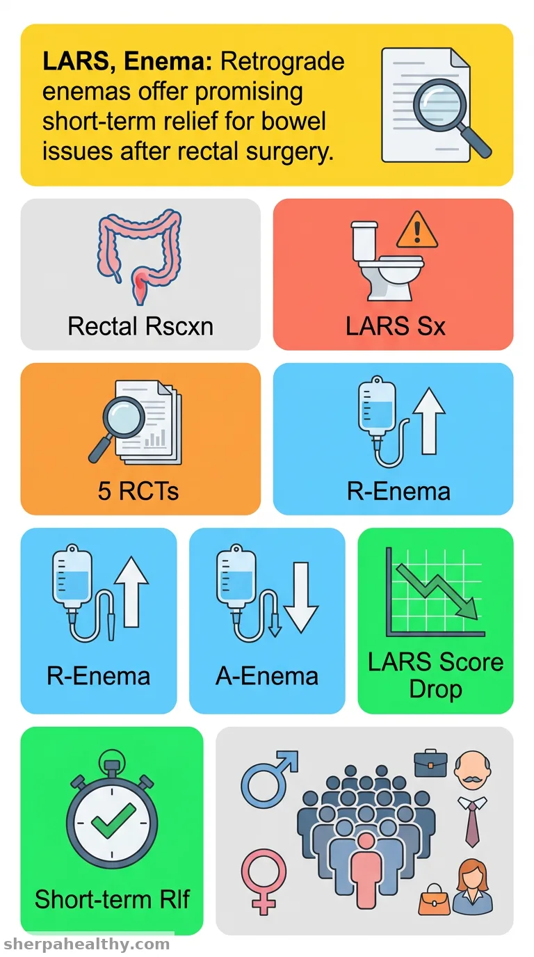 The efficacy of retrograde and antegrade enemas in the management of low anterior resection syndrome in patients undergoing rectal resection: a systematic review and meta-analysis.