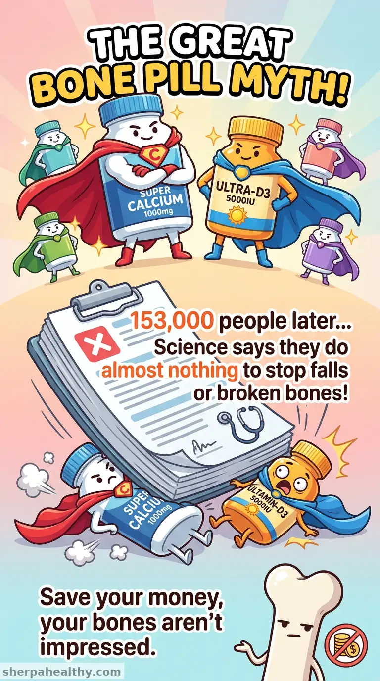 Calcium, Vitamin D, Combo Supplements Do Little to Prevent Fracture, Falls