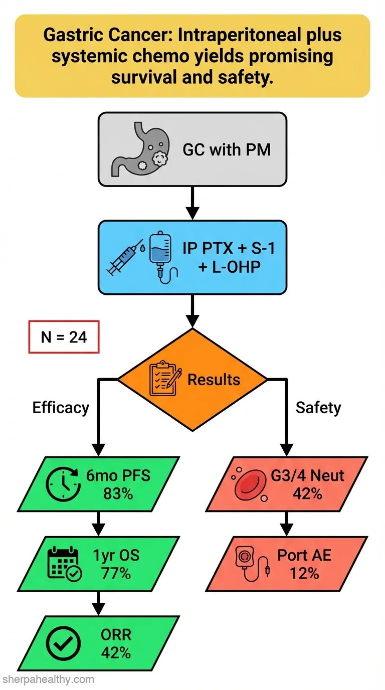 Intraperitoneal paclitaxel with systemic S-1 plus oxaliplatin for advanced or recurrent gastric cancer with peritoneal metastasis: A single-arm, multicenter phase II clinical trial.