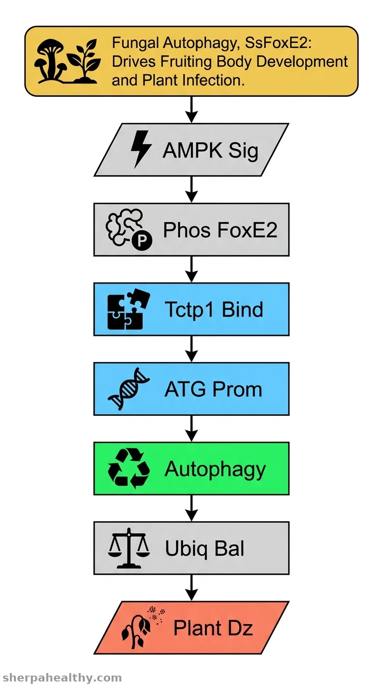A FOX transcription factor phosphorylated for regulation of autophagy facilitates fruiting body development in Sclerotinia sclerotiorum.