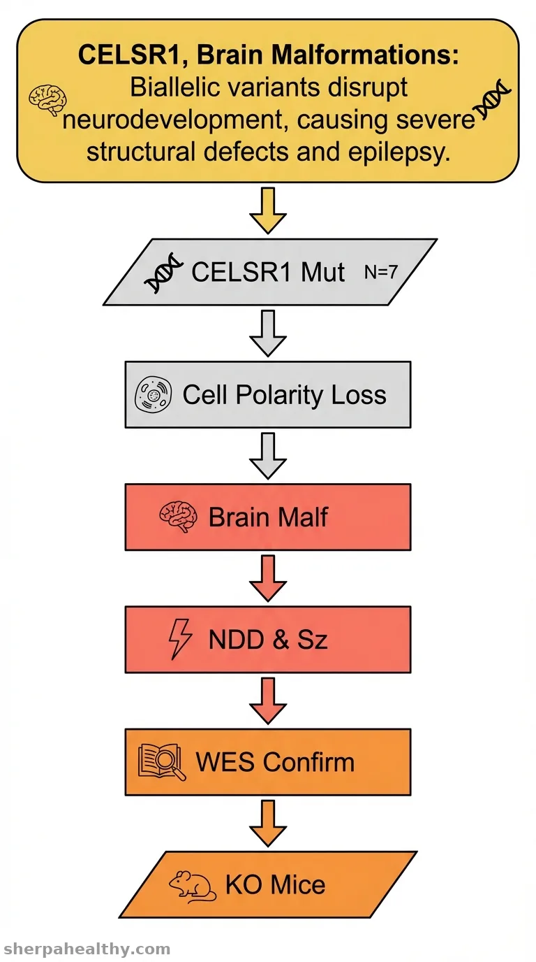 Biallelic variants in CELSR1 cause brain malformations, neurodevelopmental disorders and epilepsy in humans.