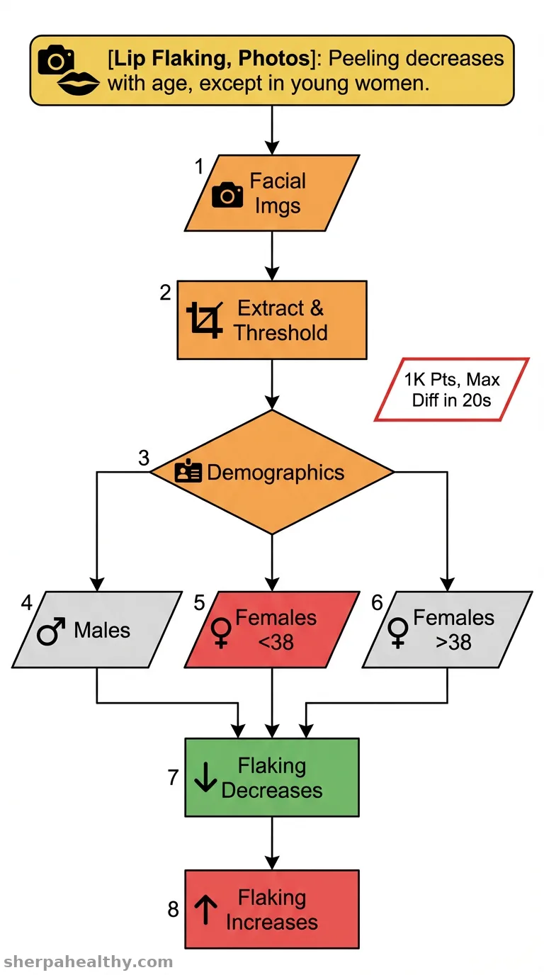 Image based quantification method reveals differential patterns of lip desquamation associated with age and sex.