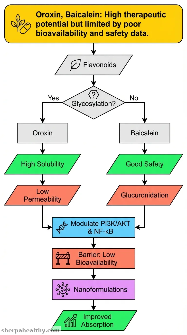 Glycosylation-driven bioactivity switching: Comparative pharmacology and translational prospects of oroxin and baicalein.
