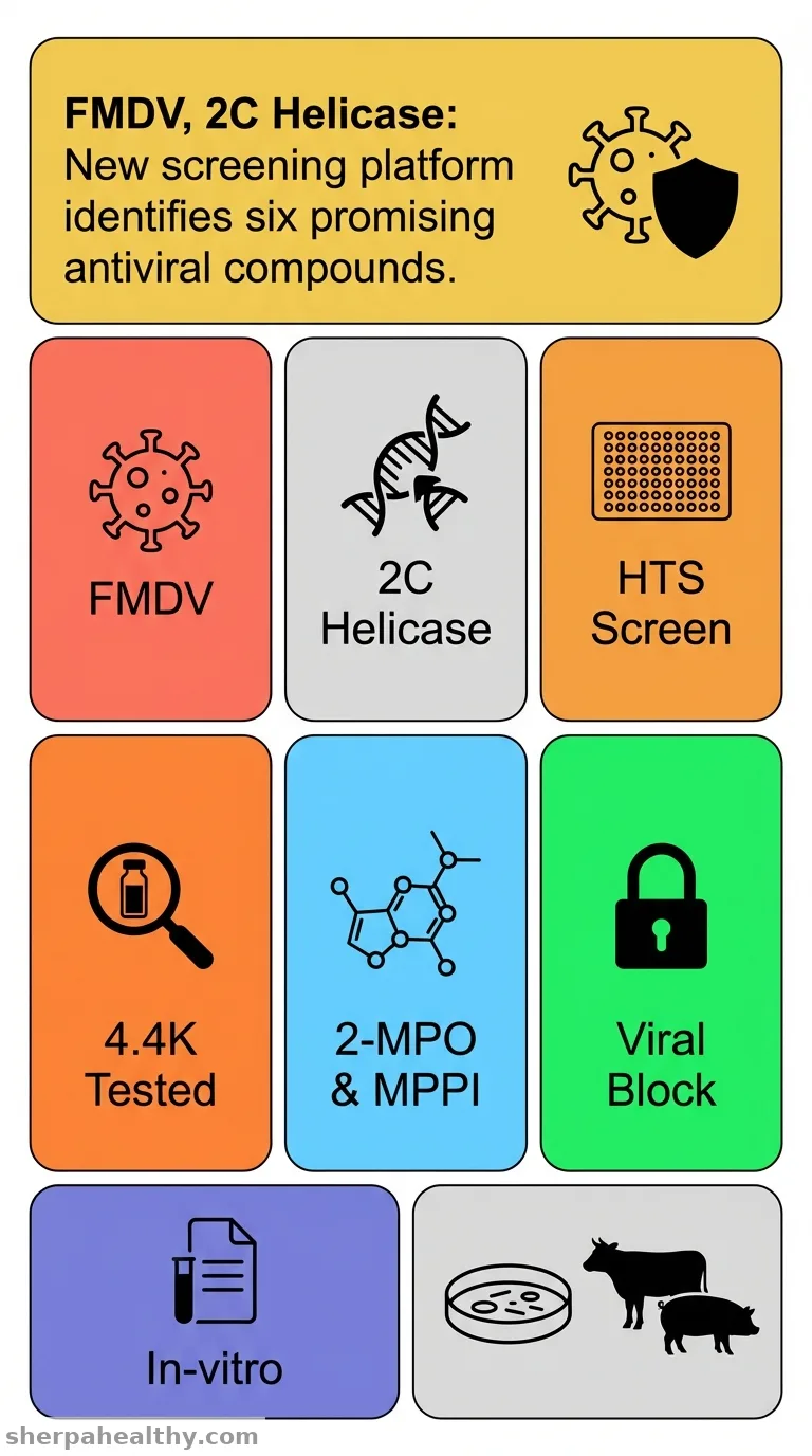 Discovery of Small Molecules Against Foot-and-Mouth Disease Virus Replication by Targeting 2C Helicase Activity.