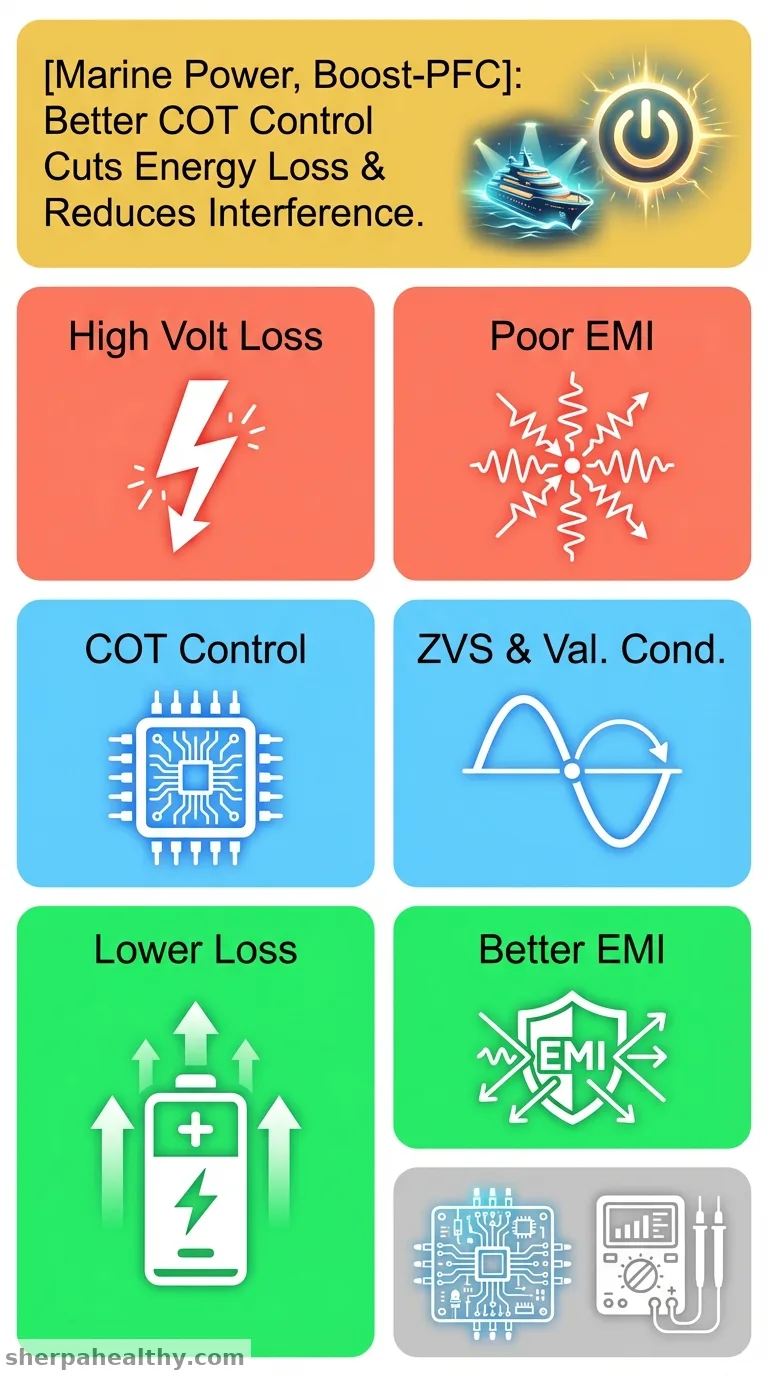 Improved COT control strategy for CRM Boost-PFC circuits applied to marine integrated power systems.