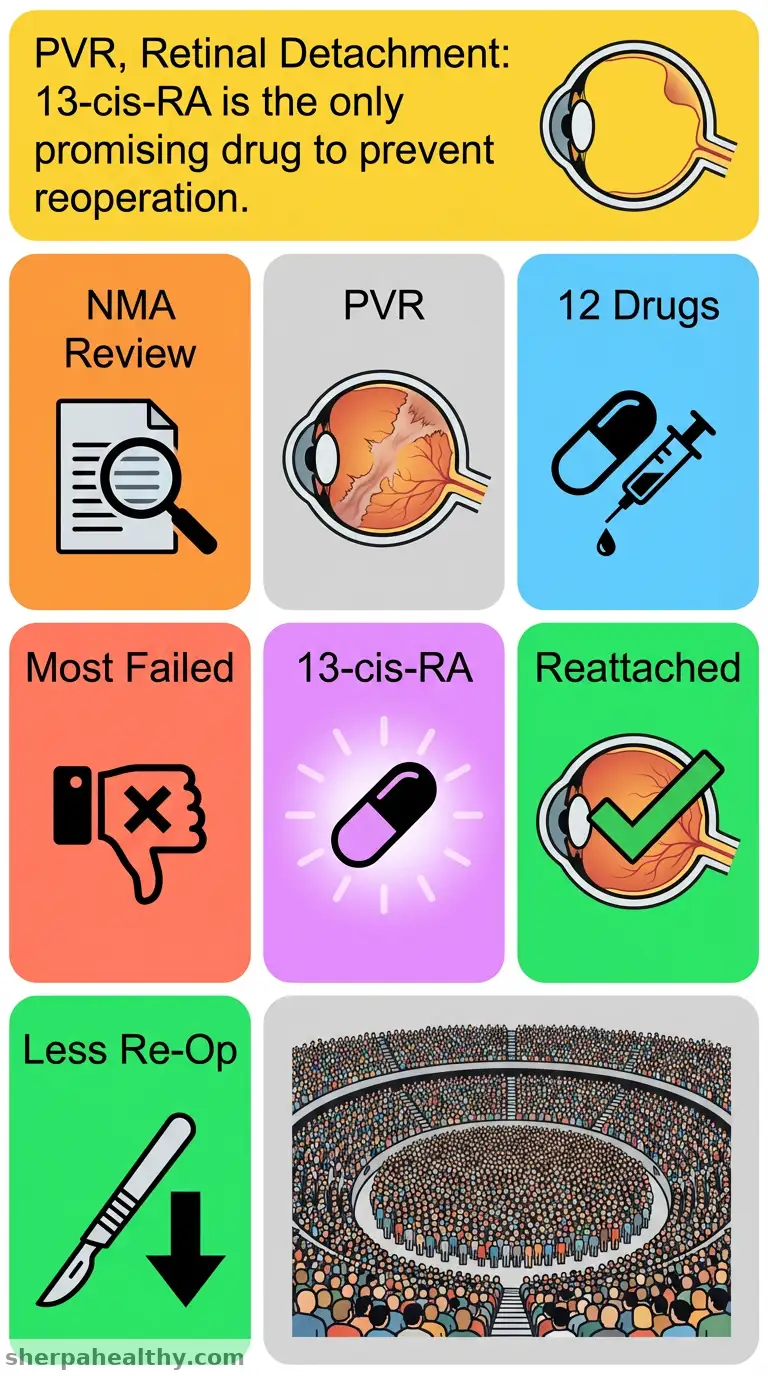 Pharmacological agents for treatment of proliferative vitreoretinopathy: A systematic review and network meta-analysis.