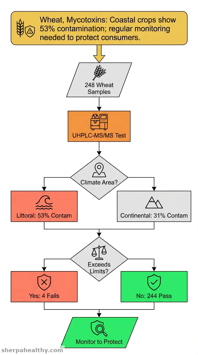 Determination of 22 mycotoxins in wheat grains cultivated in two Moroccan climatic areas by UHPLC-MS/MS.