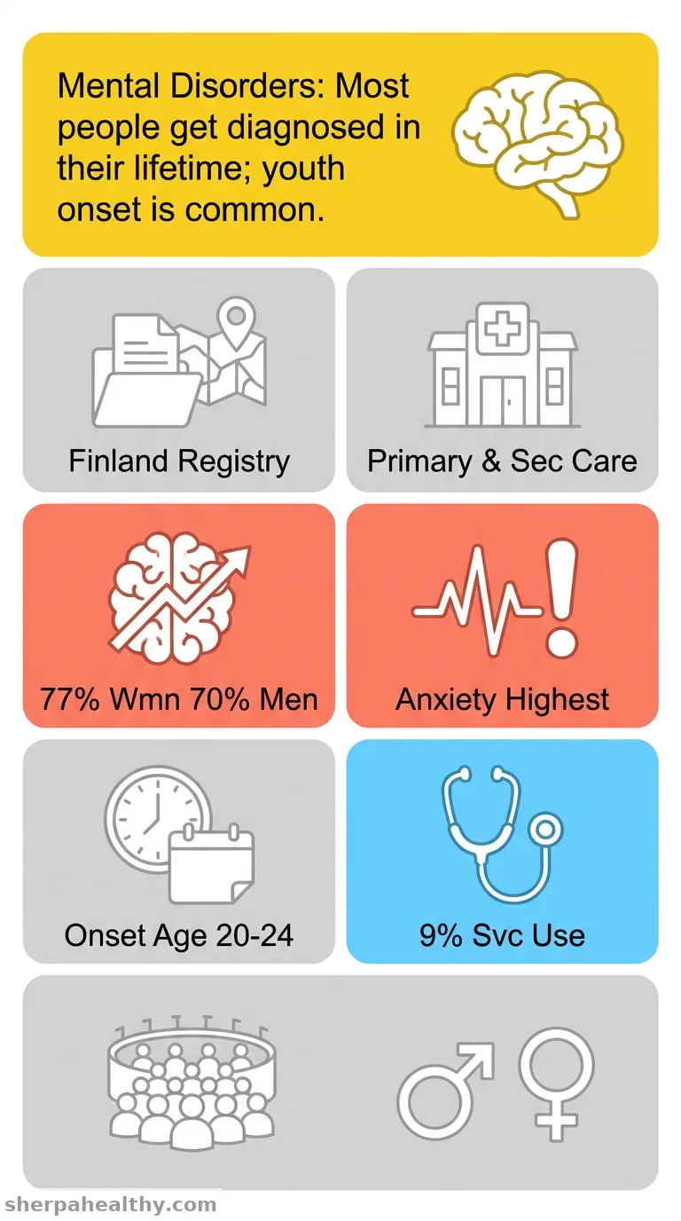 Lifetime incidence and age of onset of mental disorders, and 12-month service utilization in primary and secondary care: a Finnish nationwide registry study.