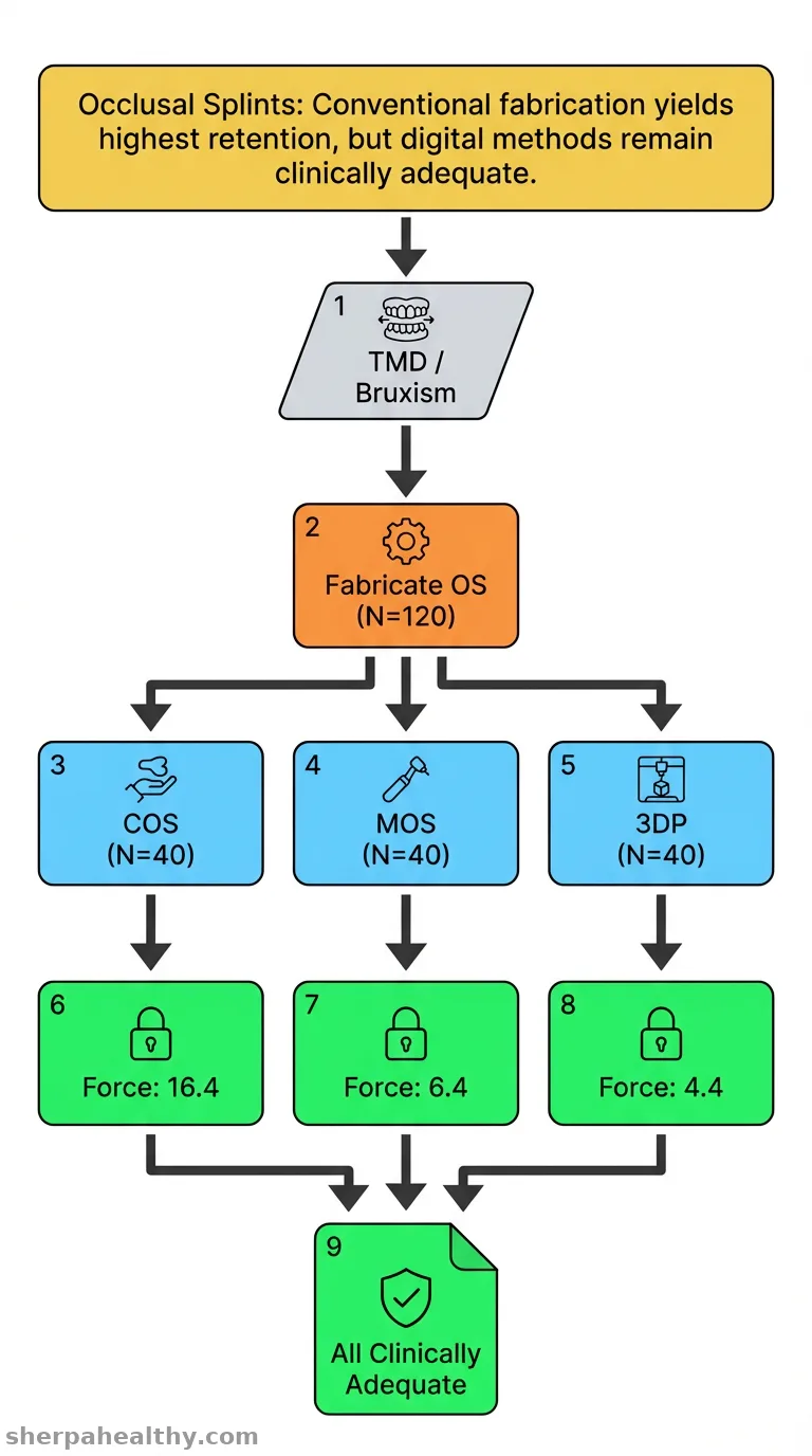 Retention of 3-D-Printed, Milled, and Conventionally Fabricated Occlusal Splints.