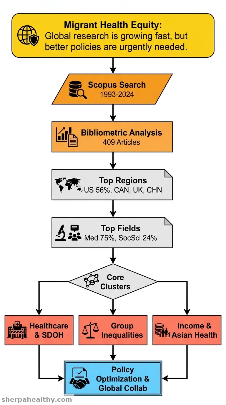 A bibliometric analysis of the study of health equity of migrants.