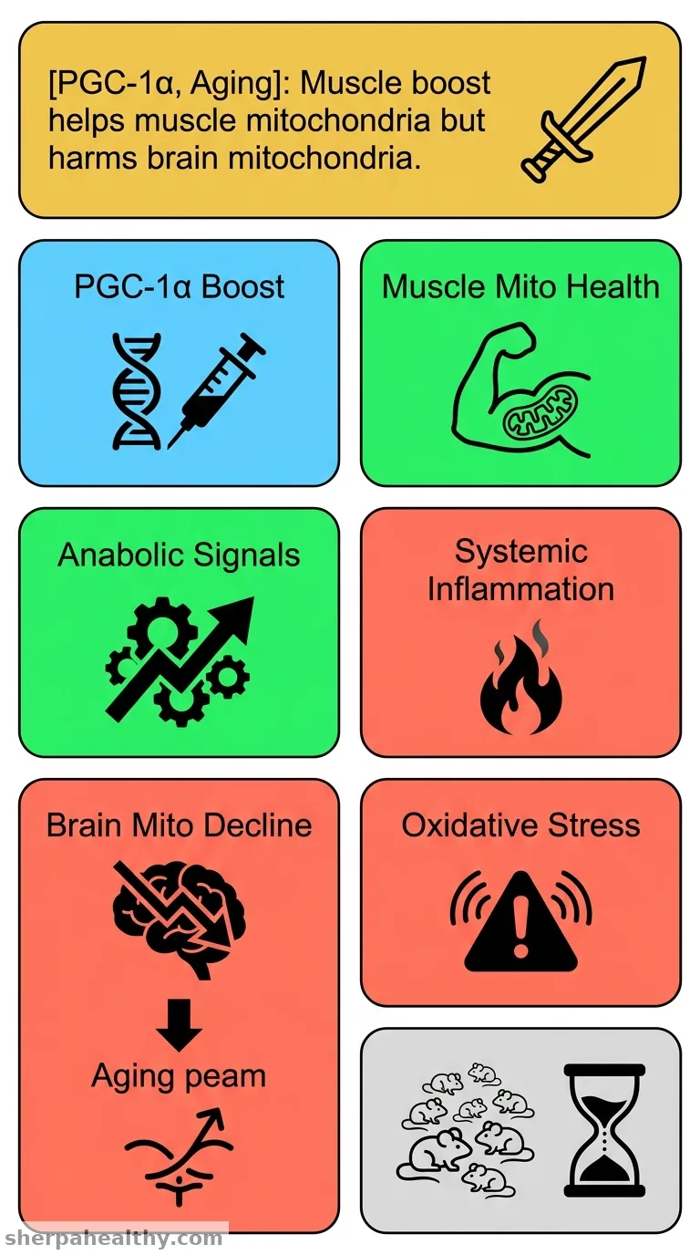 Consecutive skeletal muscle PGC-1α overexpression: A double-edged sword for mitochondrial health in the aging brain.
