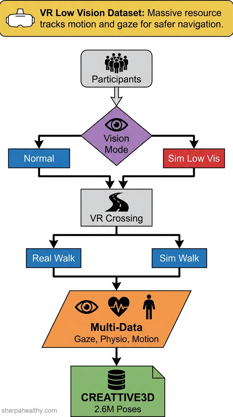 Exploring, walking, and interacting in virtual reality with simulated low vision: a living contextual dataset.