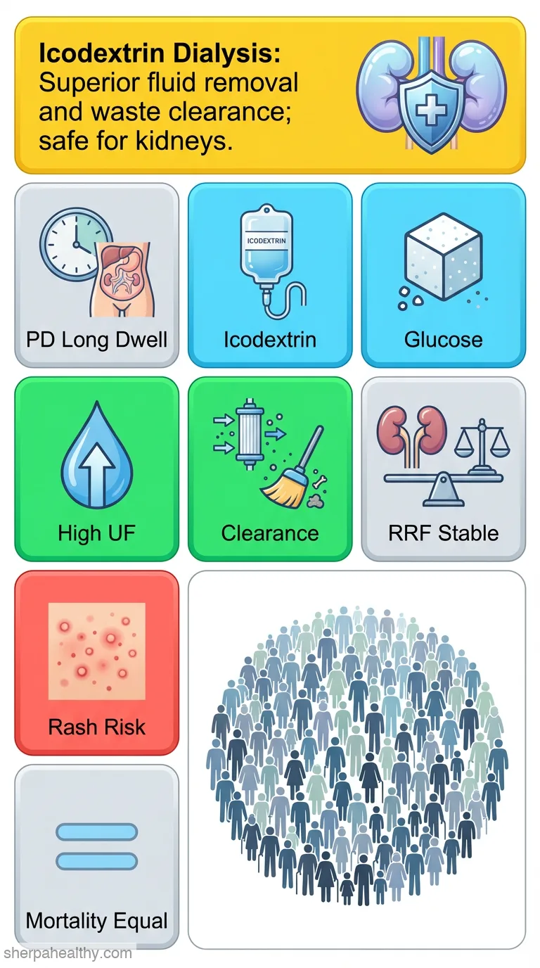 Comparison of icodextrin and glucose solutions for long dwell exchange in peritoneal dialysis: a meta-analysis of randomized controlled trials.