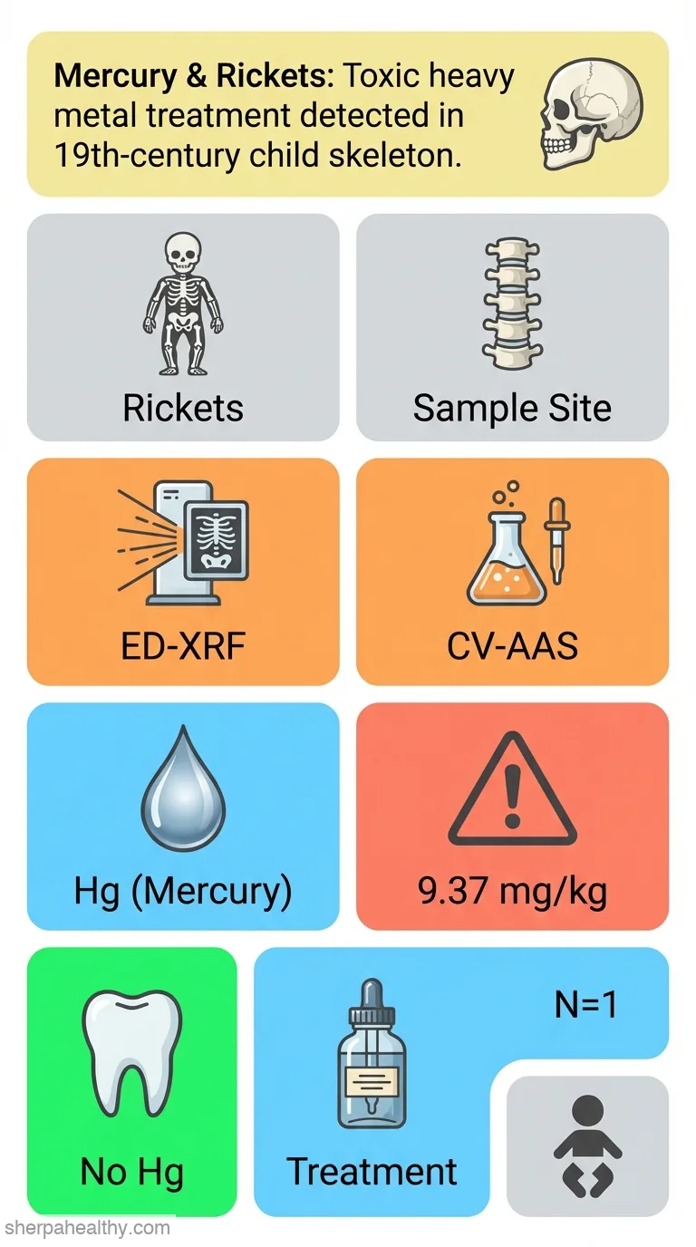 Archeometric detection of mercury: A paleopharmacological case study of skeletal remains of a child with vitamin deficiencies (Rouen, France, late 18-19th centuries).