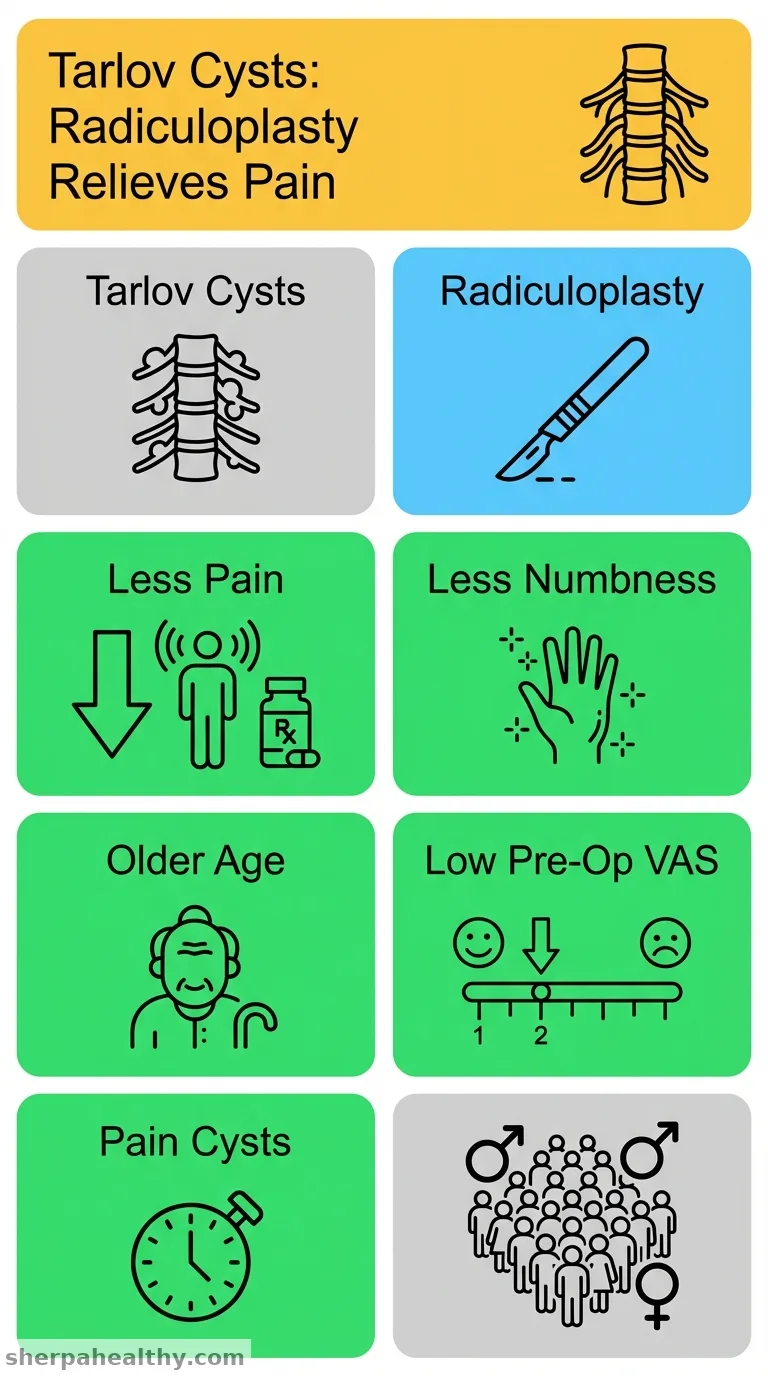 Analysis of predictive factors for the efficacy of reinforced radiculoplasty in symptomatic sacral Tarlov cysts.