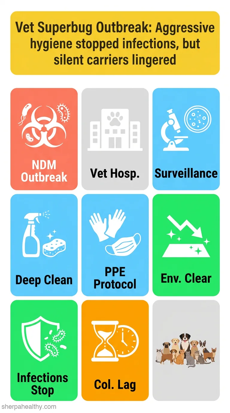 Effective mitigation of an outbreak of New Delhi metallo-β-lactamase-producing Escherichia coli infections in a small animal veterinary teaching hospital.
