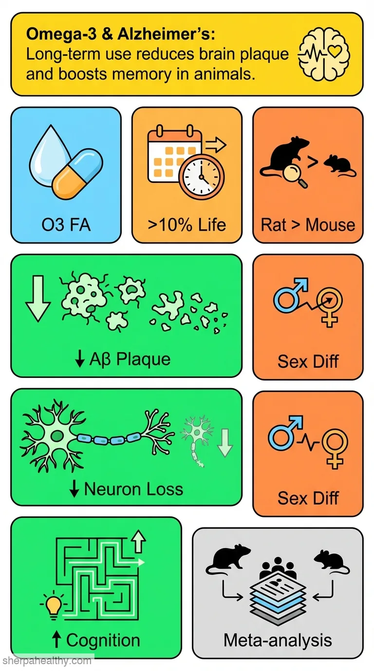 The effects of long-term omega-3 fatty acid supplementation on cognition and Alzheimer's pathology in animal models of Alzheimer's disease: a systematic review and meta-analysis.