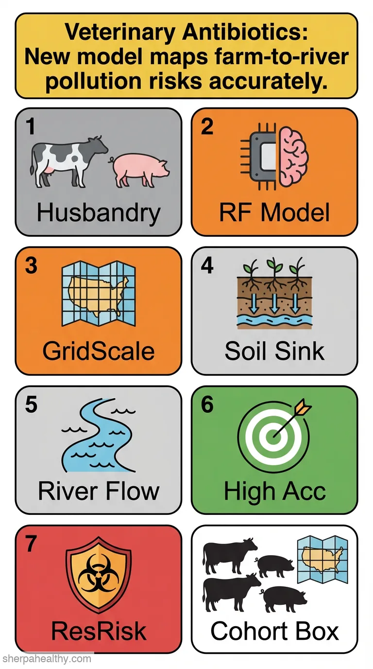 Spatial estimation of veterinary antibiotics from husbandry to soil to river with resistance risk assessment in urban agglomerations.