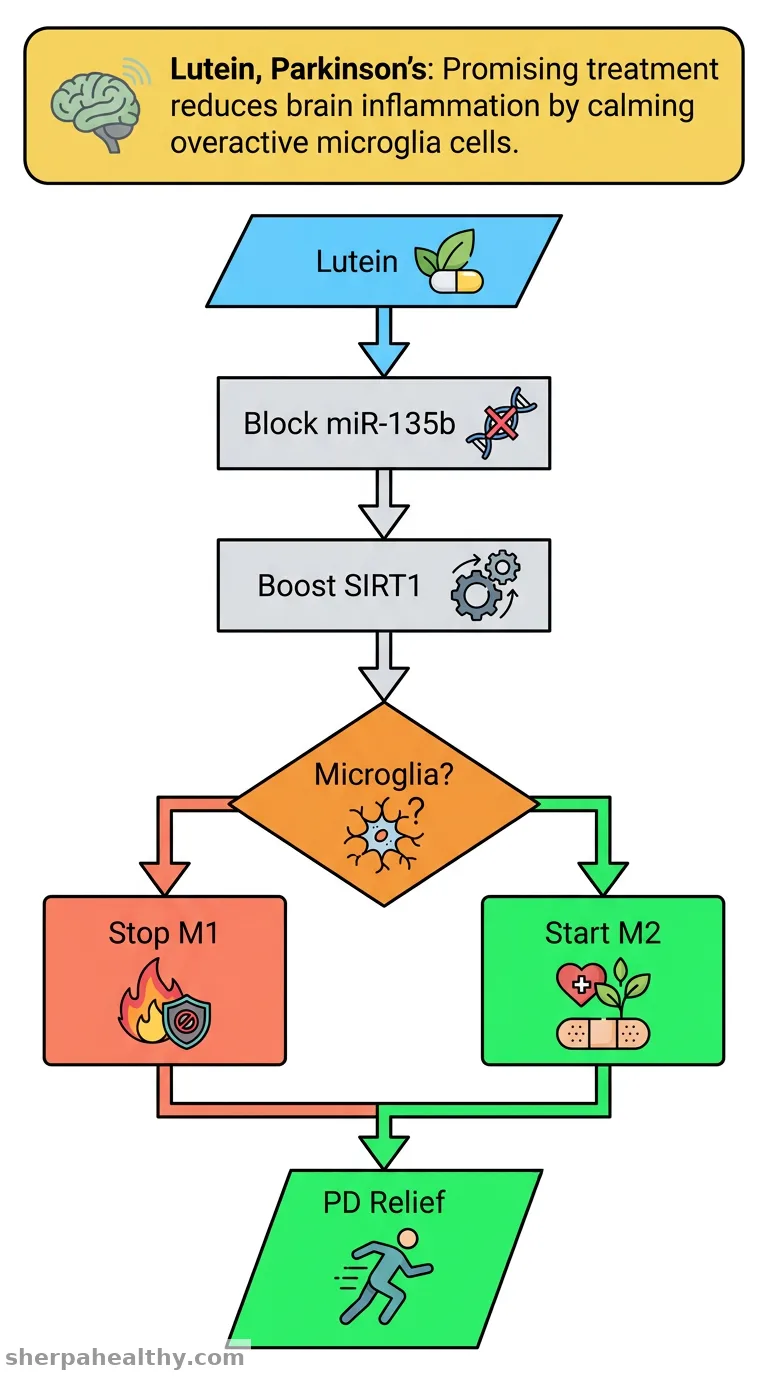 Lutein ameliorates Parkinson's disease by regulating miR-135b-5p/SIRT1 to inhibit microglial M1 polarization and inflammation.