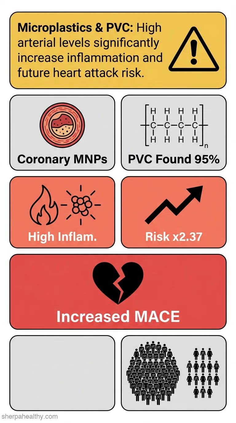 Microplastics and nanoplastics increase major adverse cardiac events in patients with myocardial infarction.