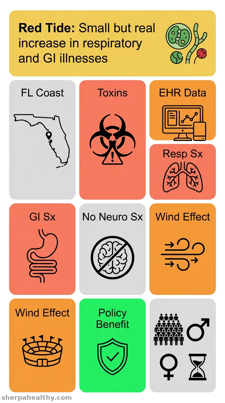 Quantifying the public health impacts of Karenia brevis (Florida red tide) algae bloom exposure along Florida's Gulf Coast.