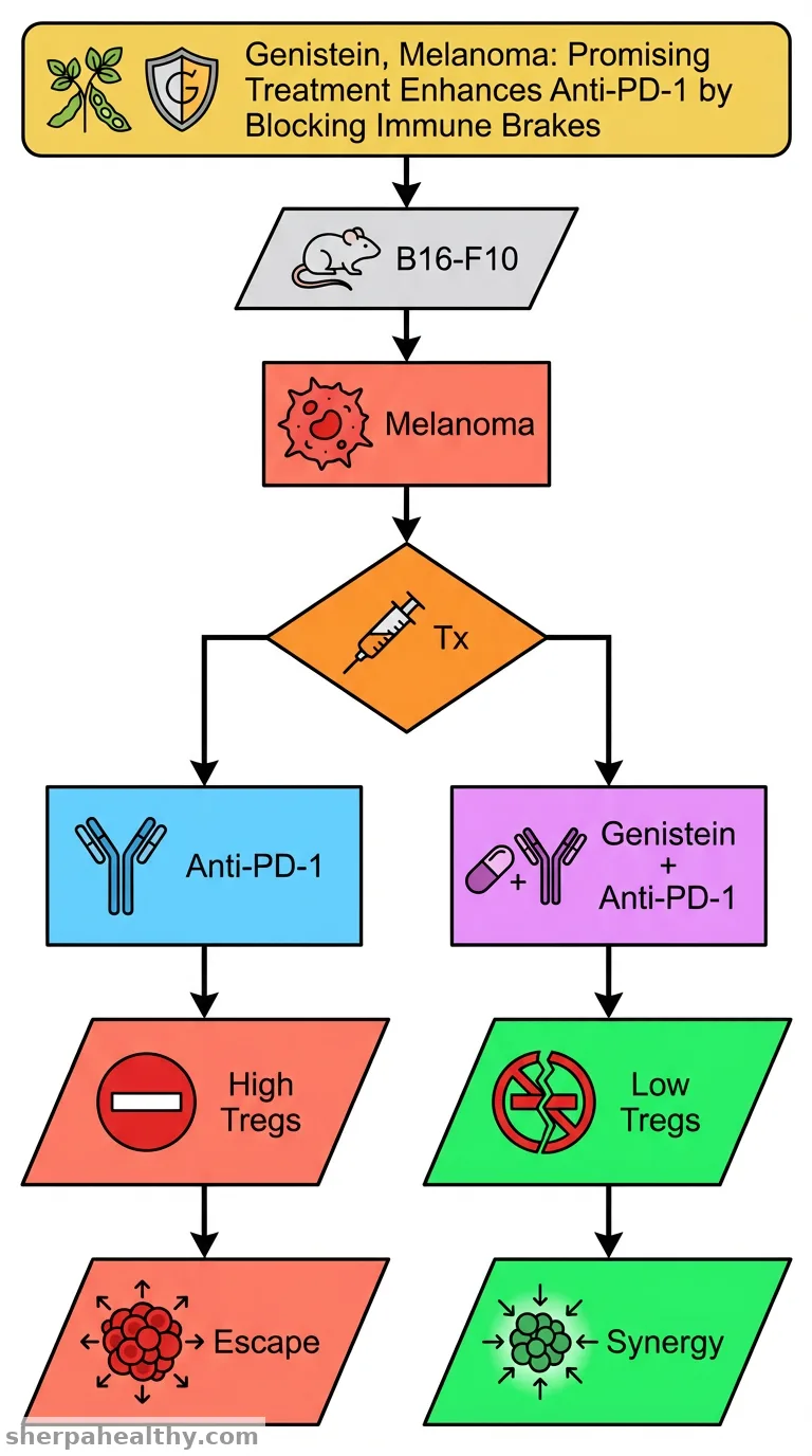 Genistein enhances anti-PD-1 efficacy in melanoma by suppressing regulatory T cell differentiation and activity.