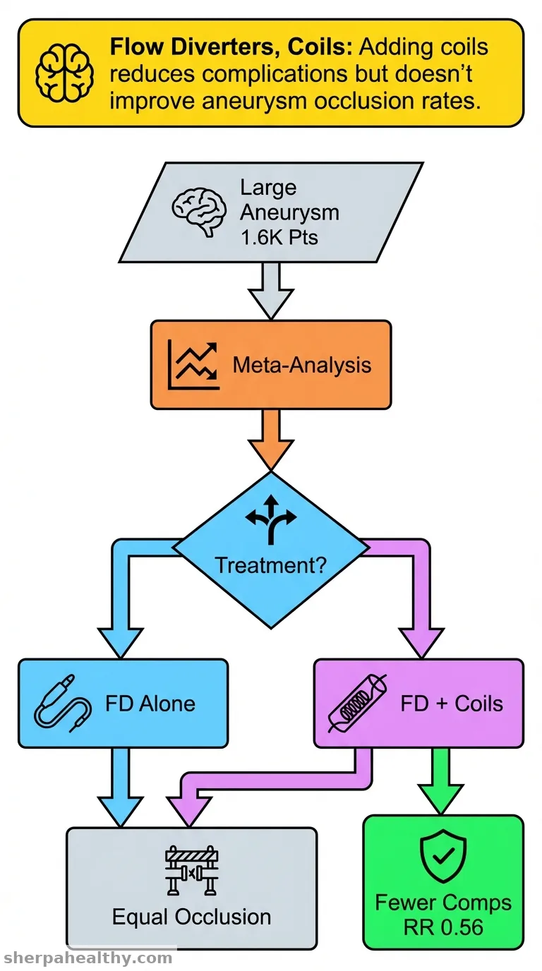 Flow diverter with or without adjunctive coils in the treatment of large and giant intracranial aneurysms: a meta-analysis.